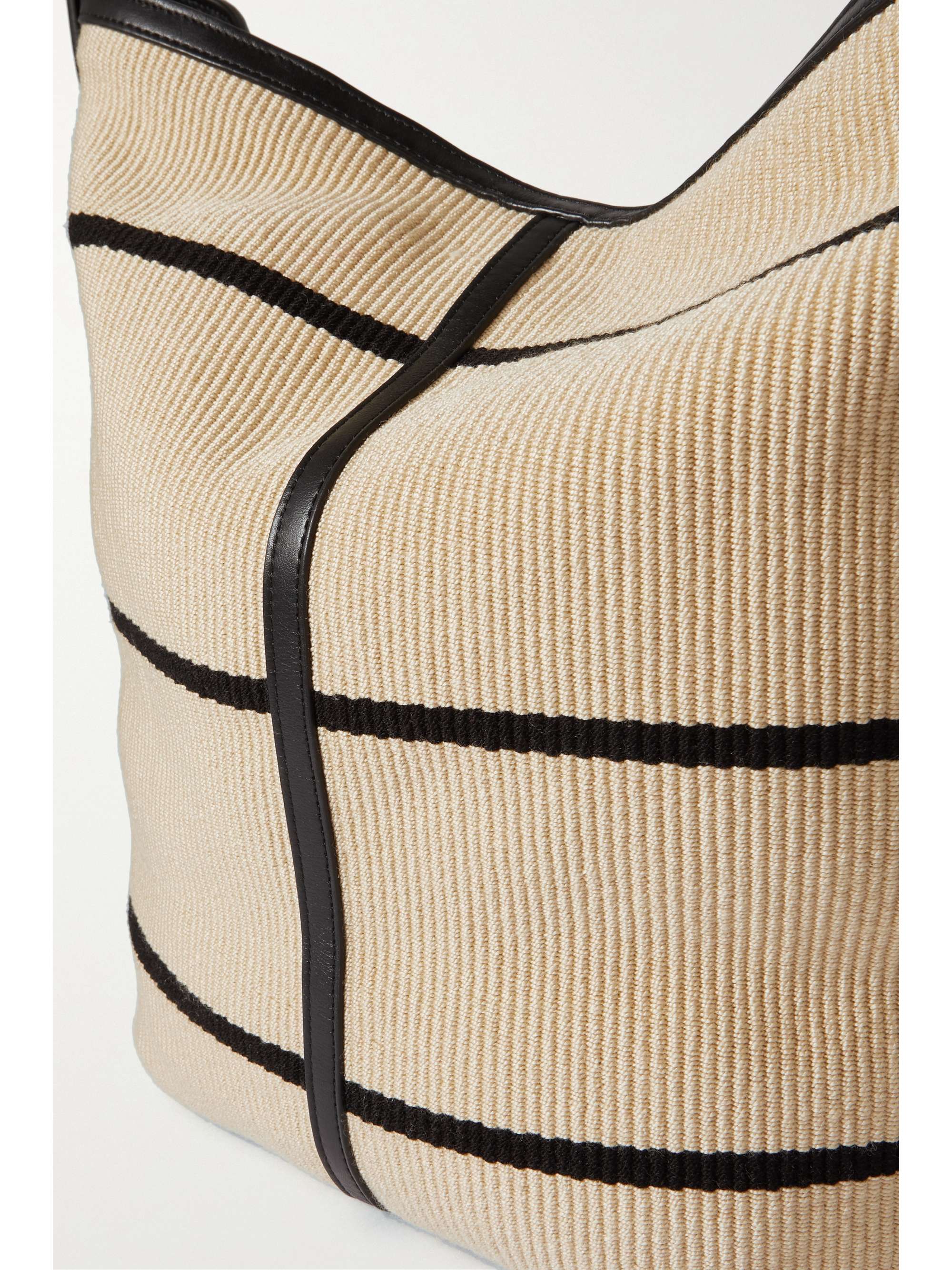 HUNTING SEASON Nomad striped leather-trimmed cotton bucket bag
