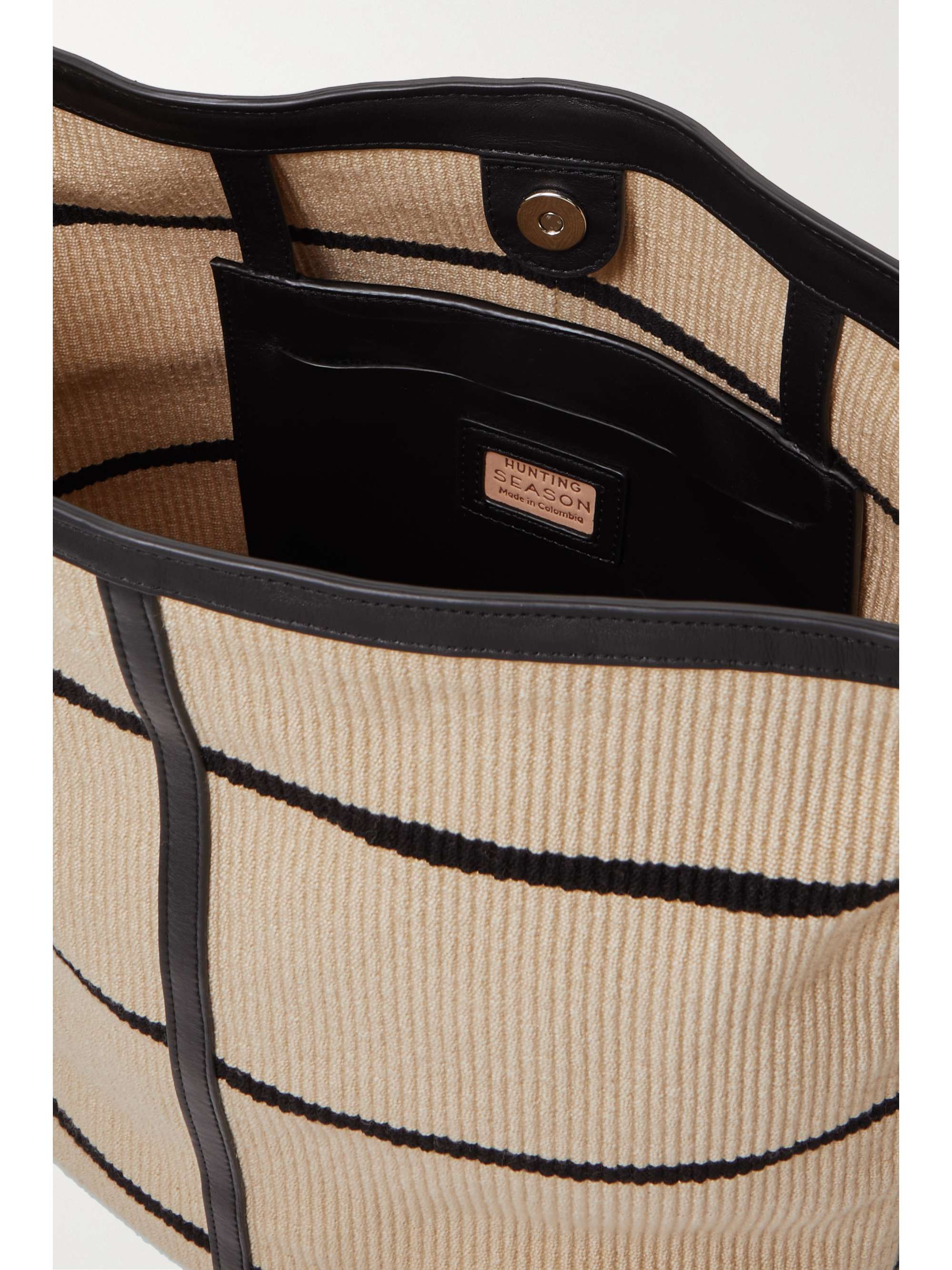 HUNTING SEASON Nomad striped leather-trimmed cotton bucket bag