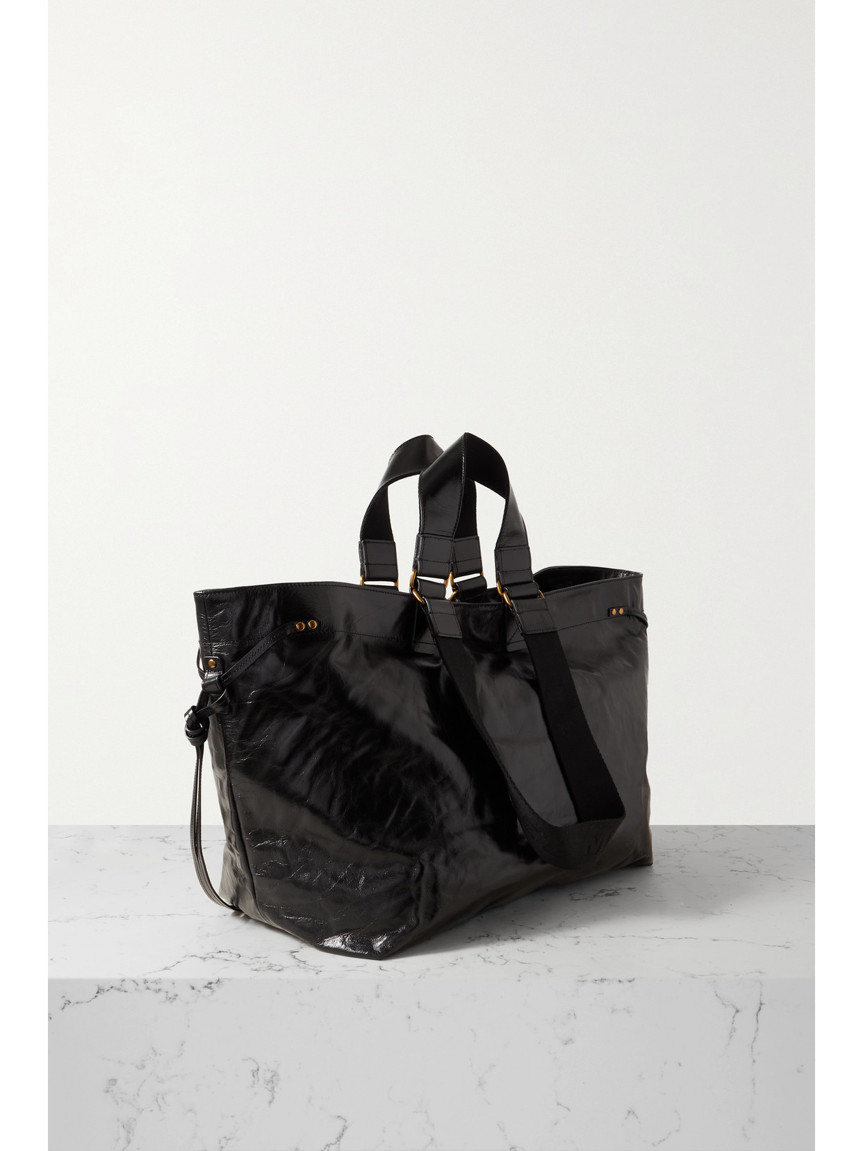 Isabel Marant Wardy Crinkled-leather Tote In Black