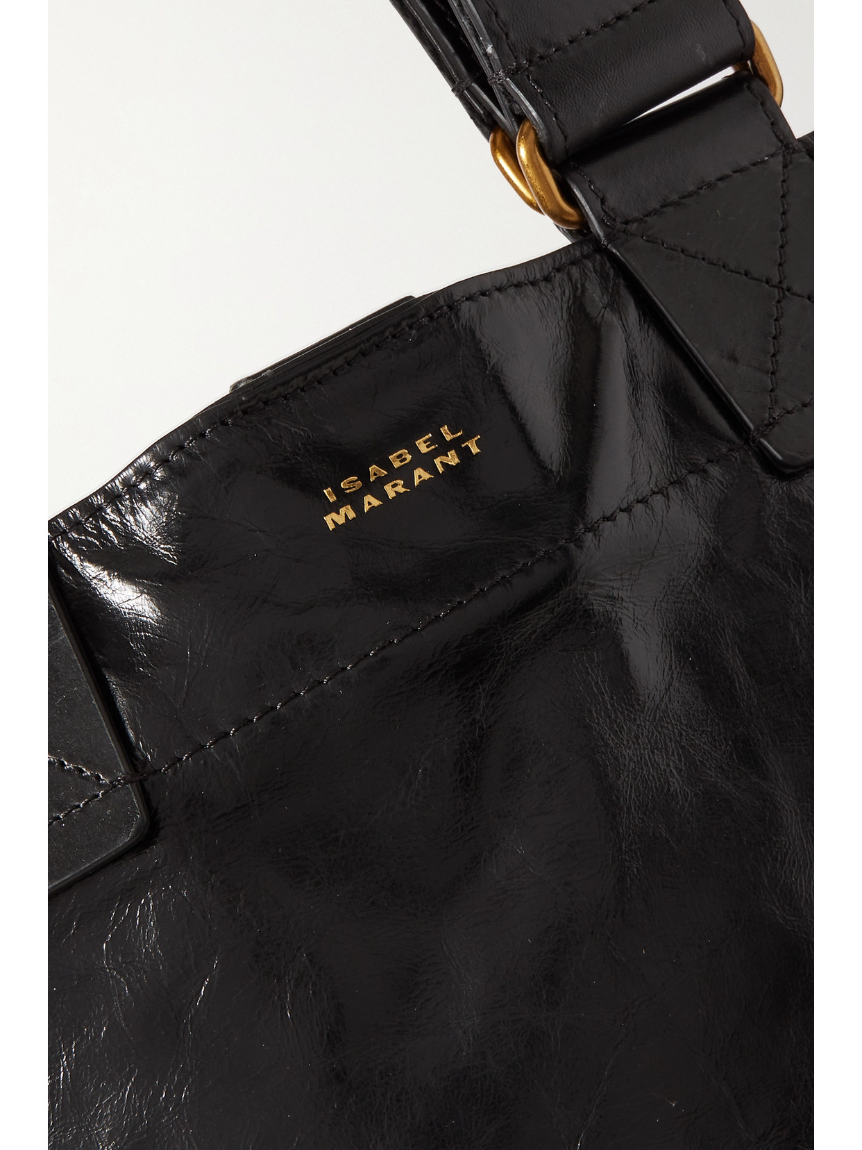 Isabel Marant Wardy Crinkled-leather Tote In Black