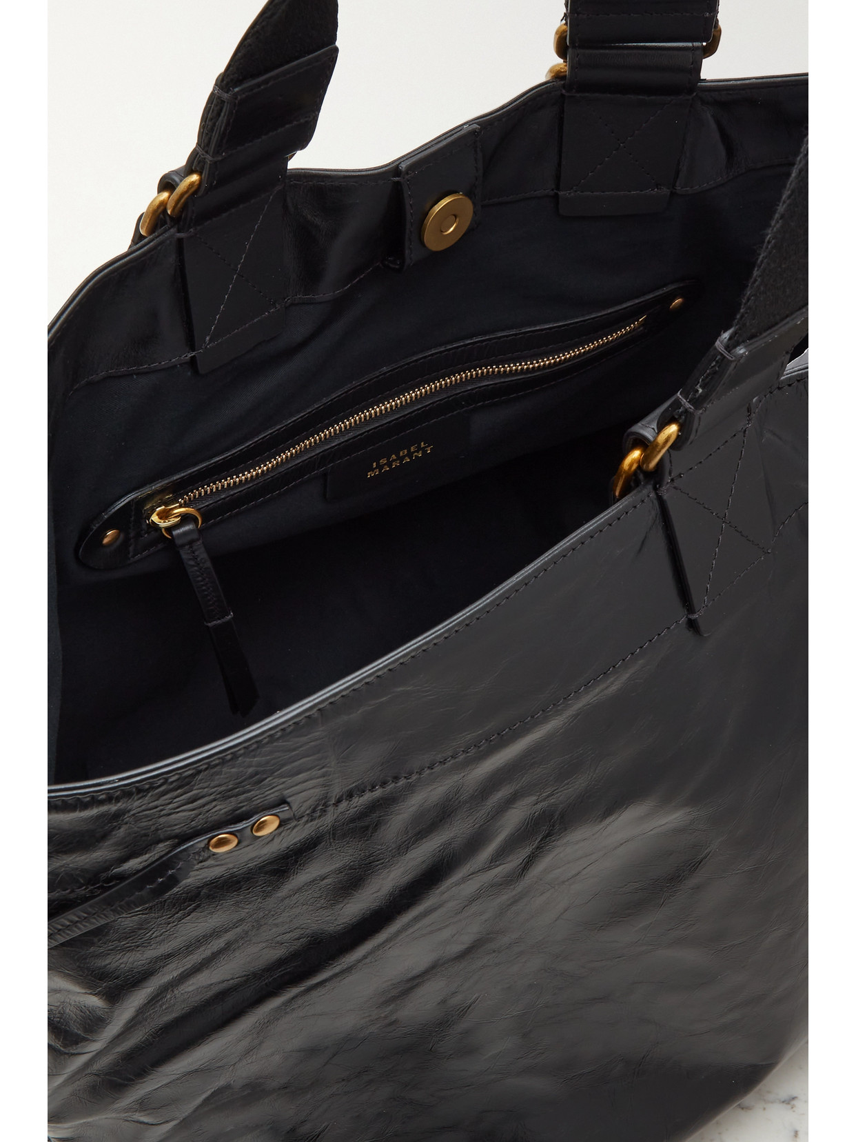 Isabel Marant Wardy Crinkled-leather Tote In Black
