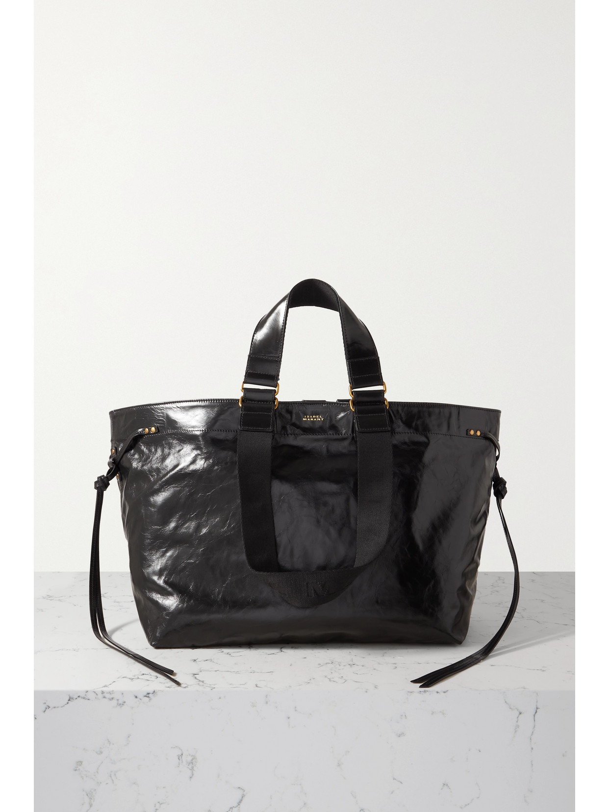 Isabel Marant - Wardy Crinkled-leather Tote - Black