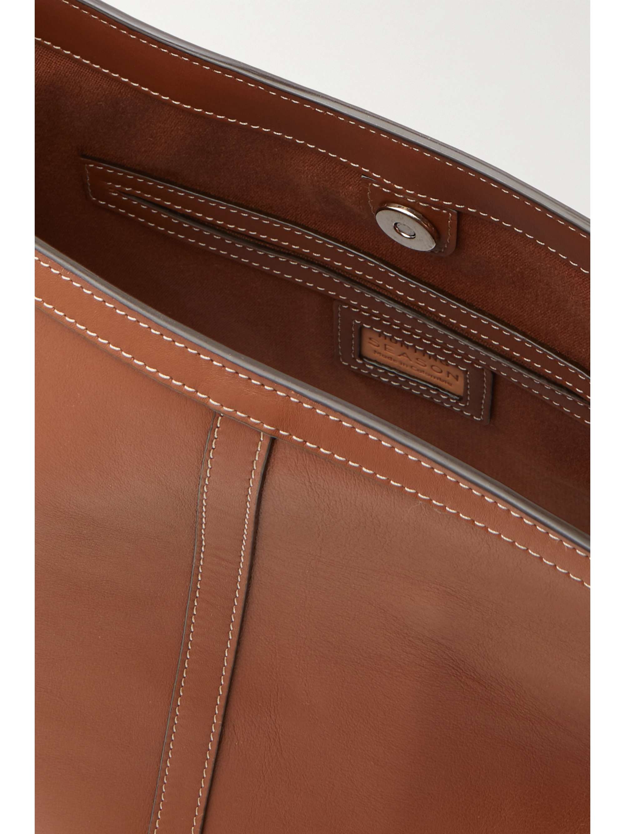 HUNTING SEASON Topstitched leather tote