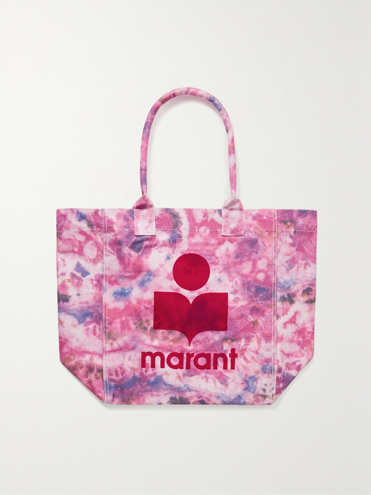 Isabel Marant Yenky Flocked Tie-dyed Cotton-canvas Tote In Pink