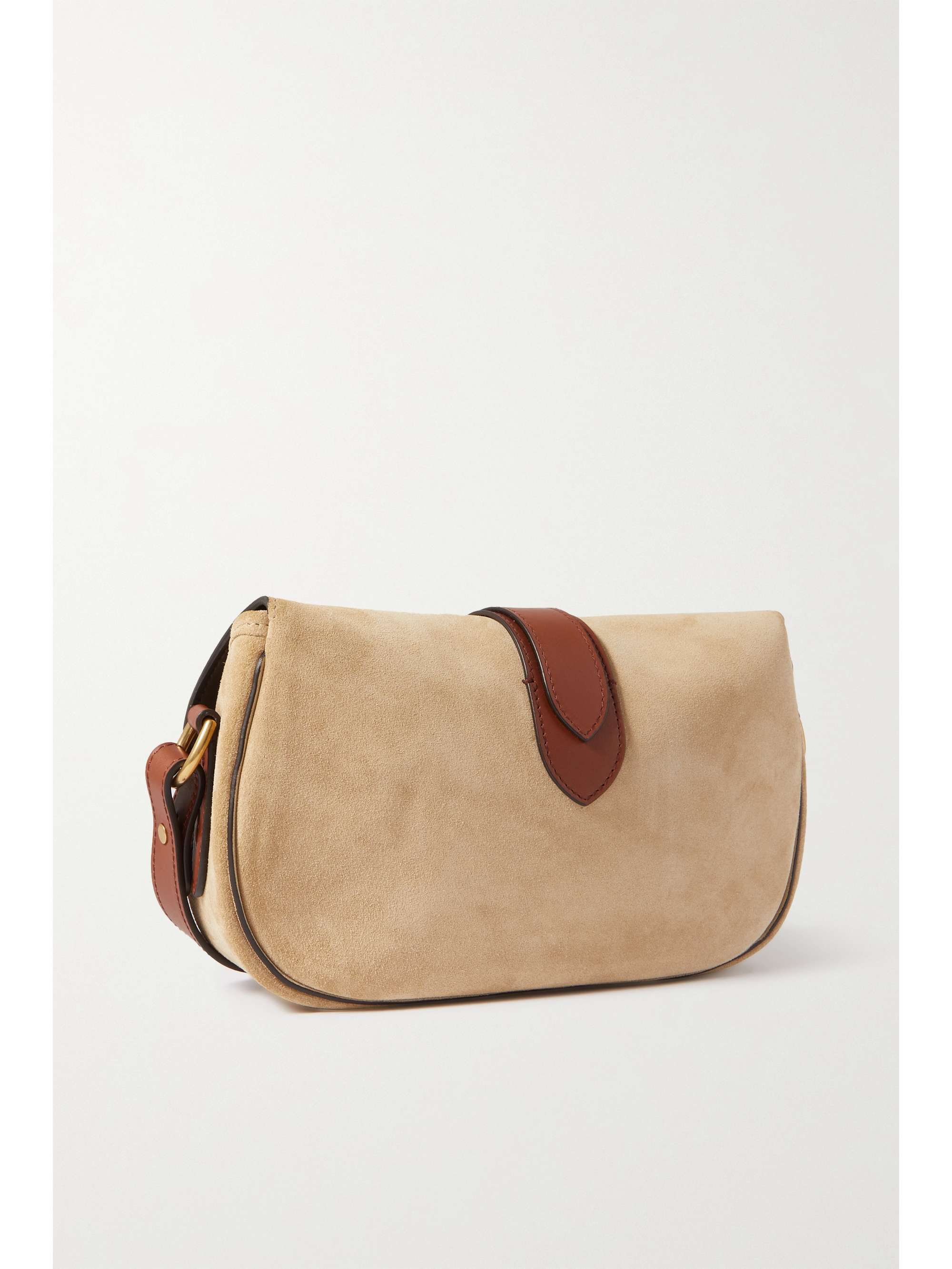 Sand Wellington leathertrimmed suede shoulder bag RALPH LAUREN NET