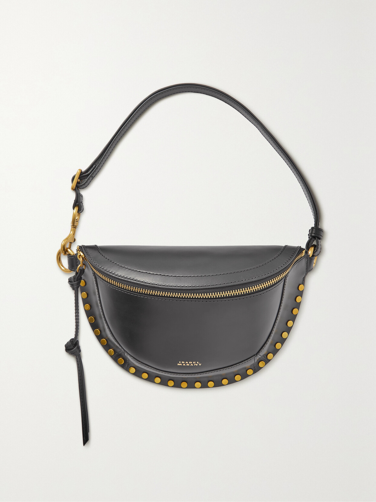 Isabel Marant Skano Whipstitched Leather-trimmed Suede Belt Bag In Black