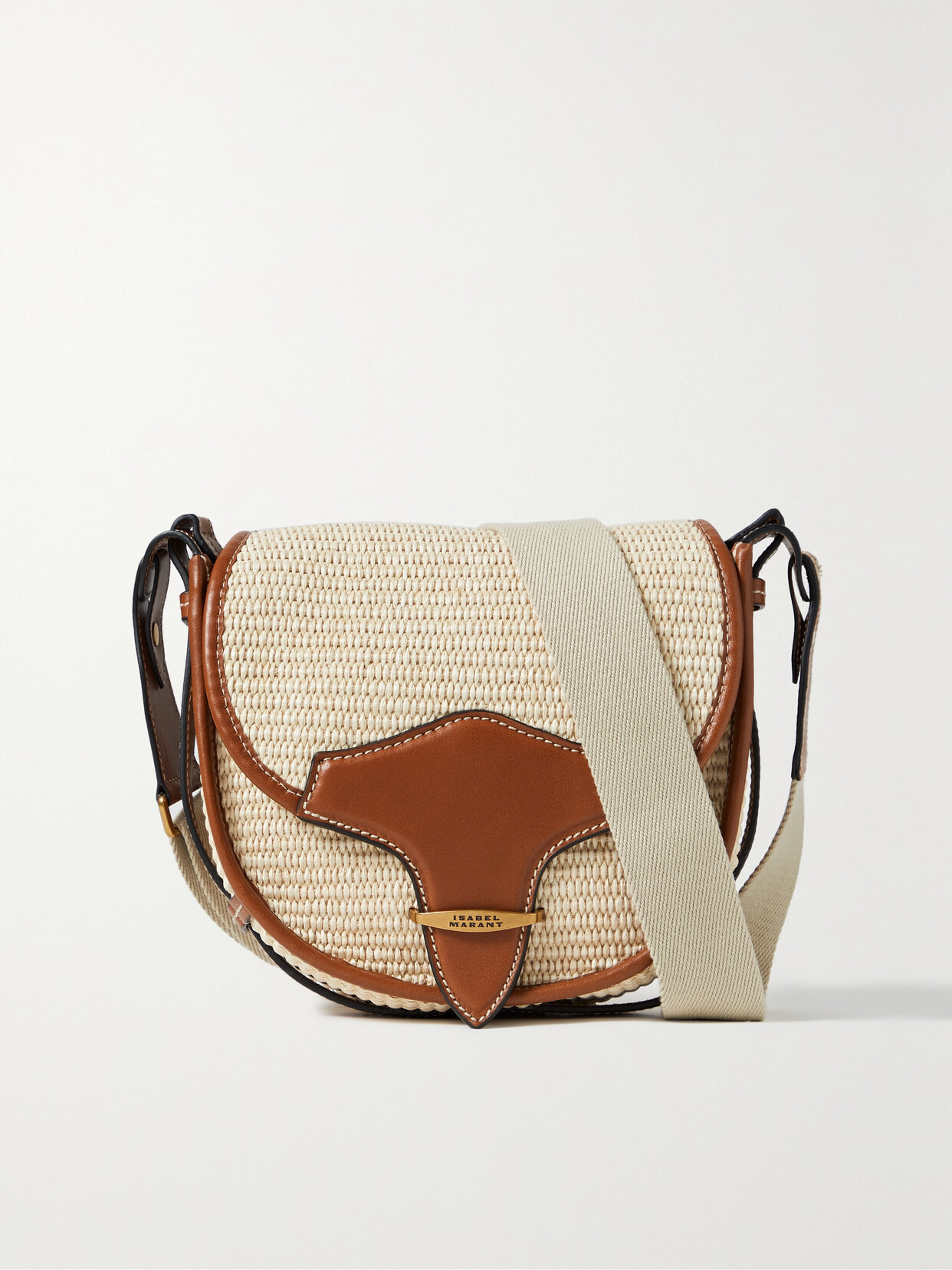 Isabel Marant - Botsy Small Leather-trimmed Raffia Shoulder Bag - Neutrals