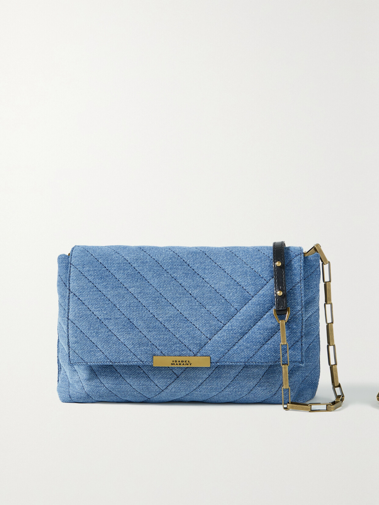 Isabel Marant - Merine Leather-trimmed Quilted Denim Shoulder Bag - Blue