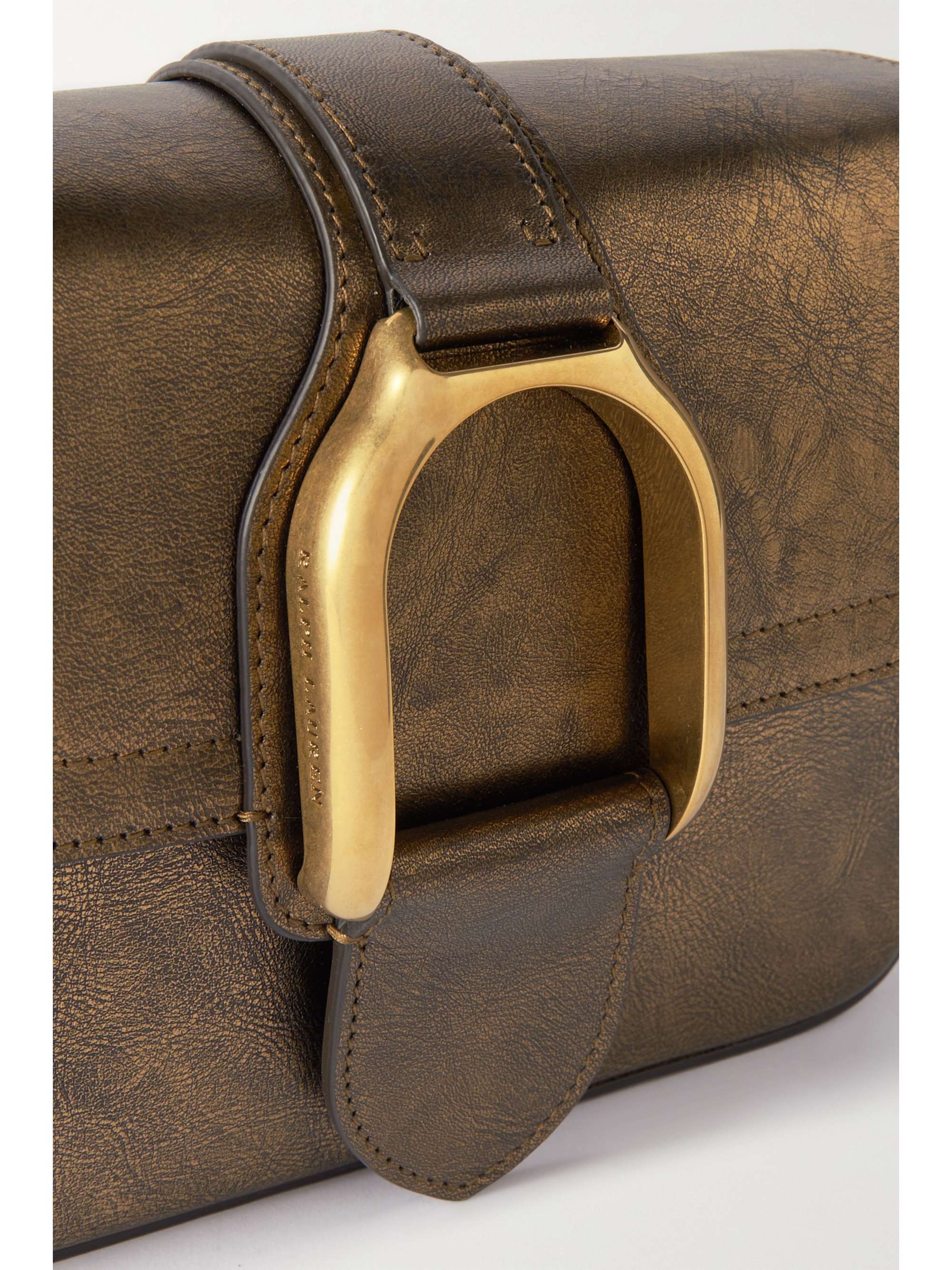 RALPH LAUREN Wellington metallic texturedleather shoulder bag NETA