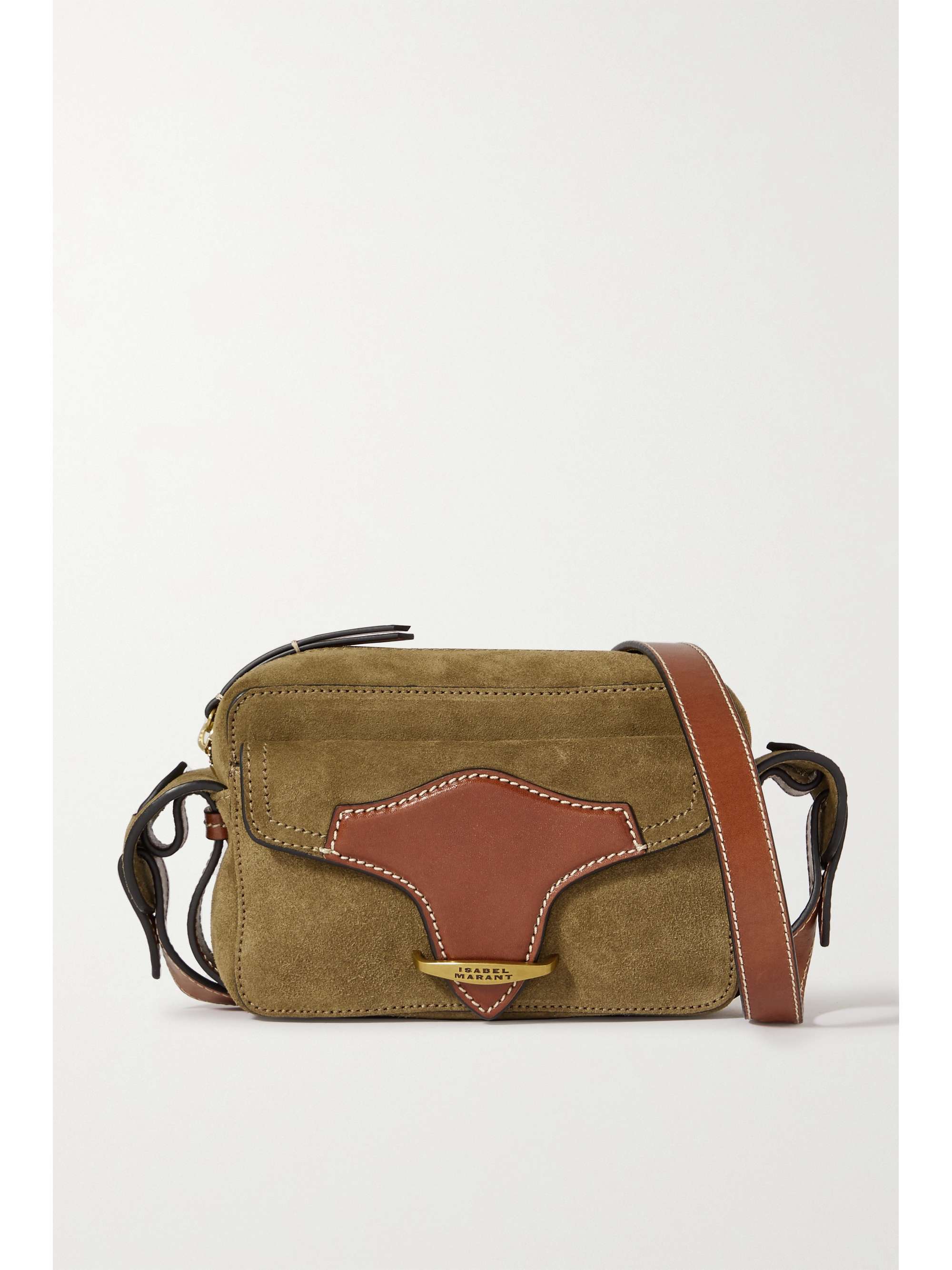 ISABEL MARANT Wasy leather-trimmed suede shoulder bag | NET-A-PORTER