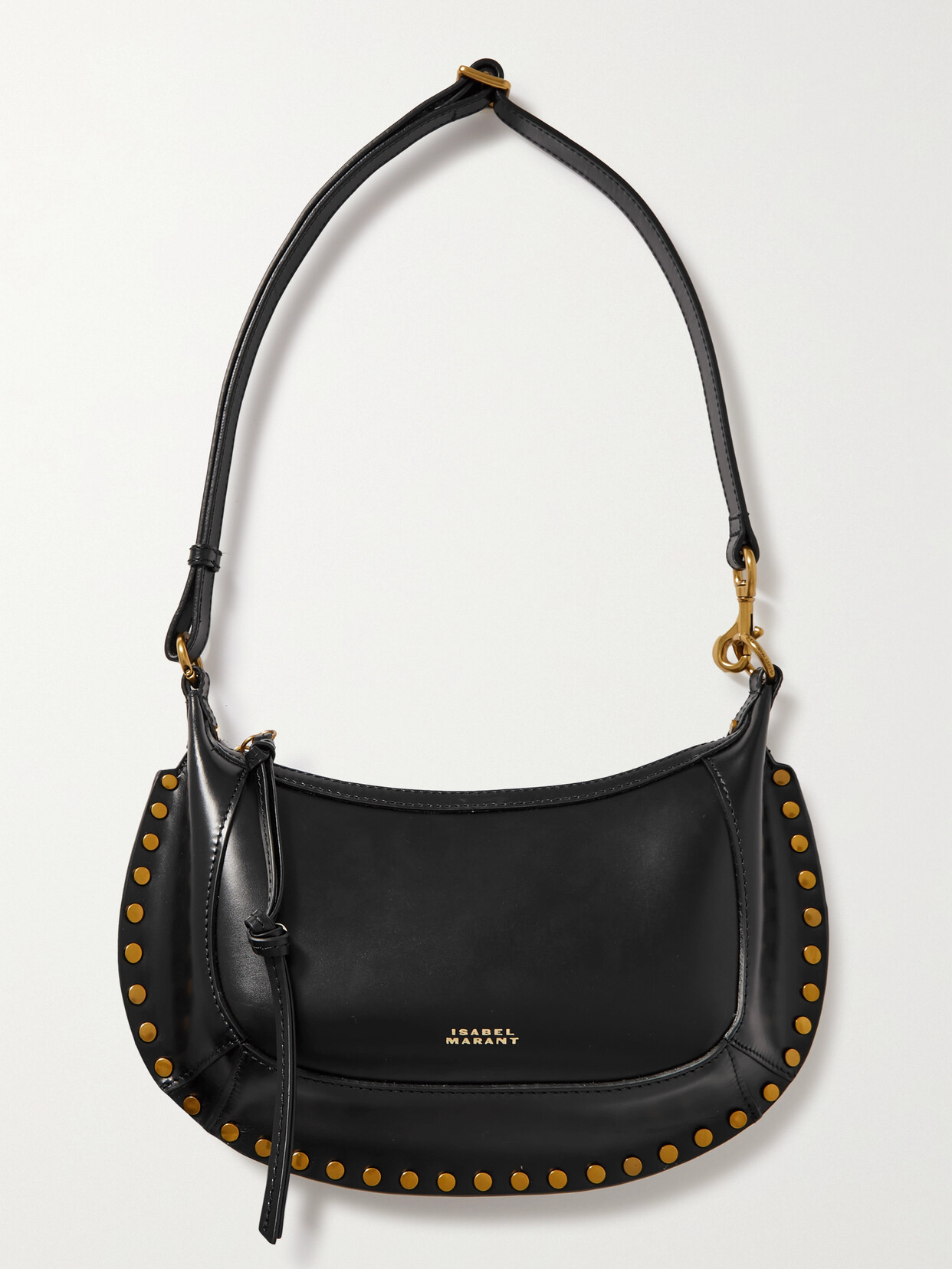 Isabel Marant Oskan Moon Studded Leather Shoulder Bag In Black