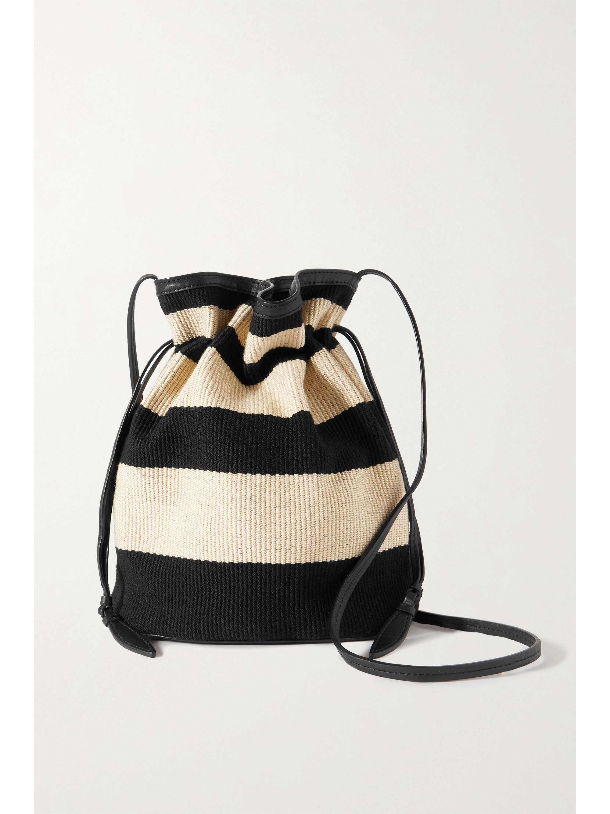 HUNTING SEASON Sac striped leathertrimmed cotton bucket bag NETAPORTER