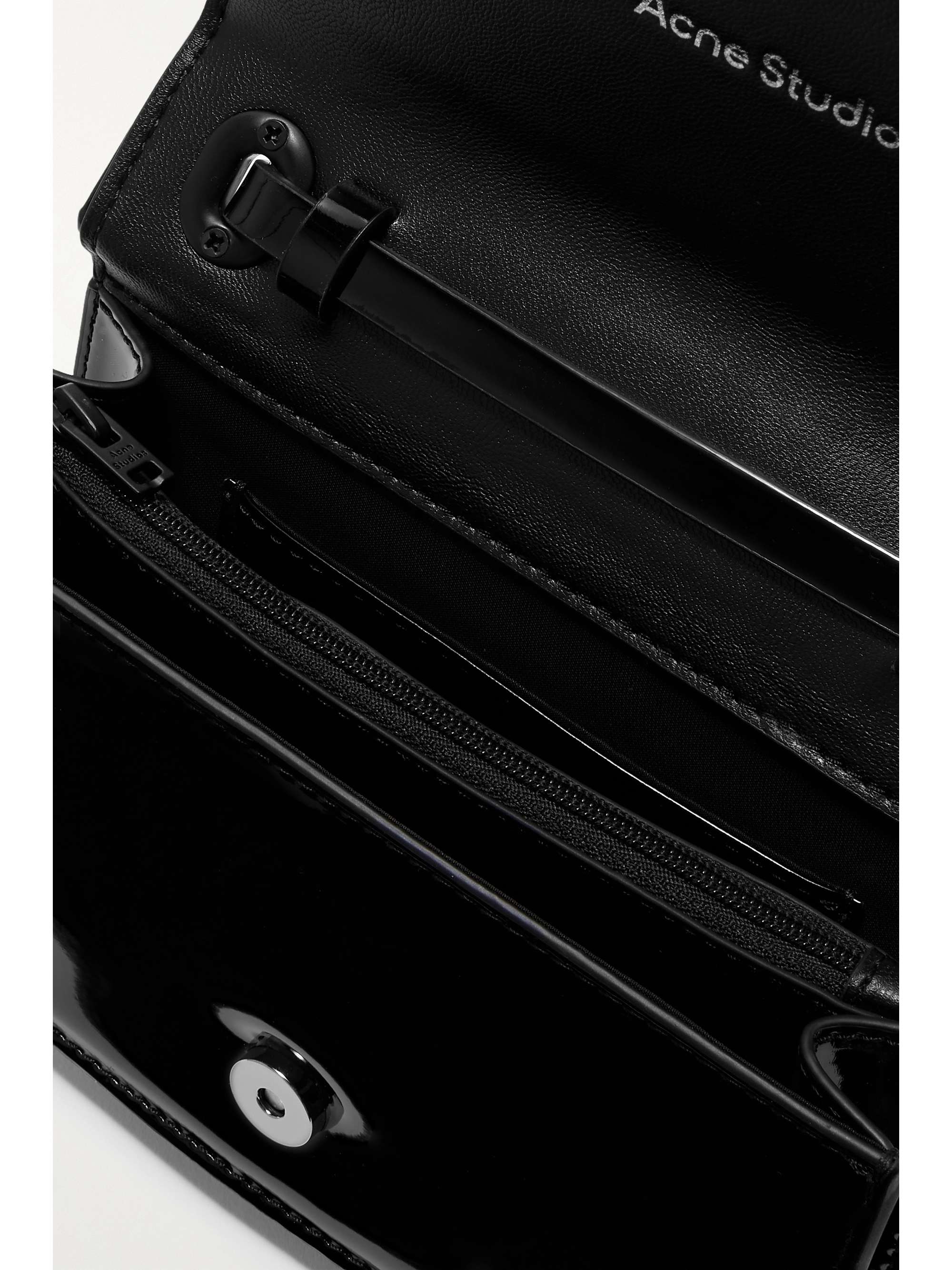 Black Appliquéd faux patentleather shoulder bag ACNE STUDIOS NETA