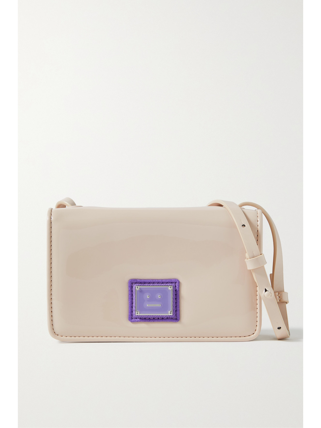 Acne Studios - Appliquéd Faux Patent-leather Shoulder Bag - Neutrals