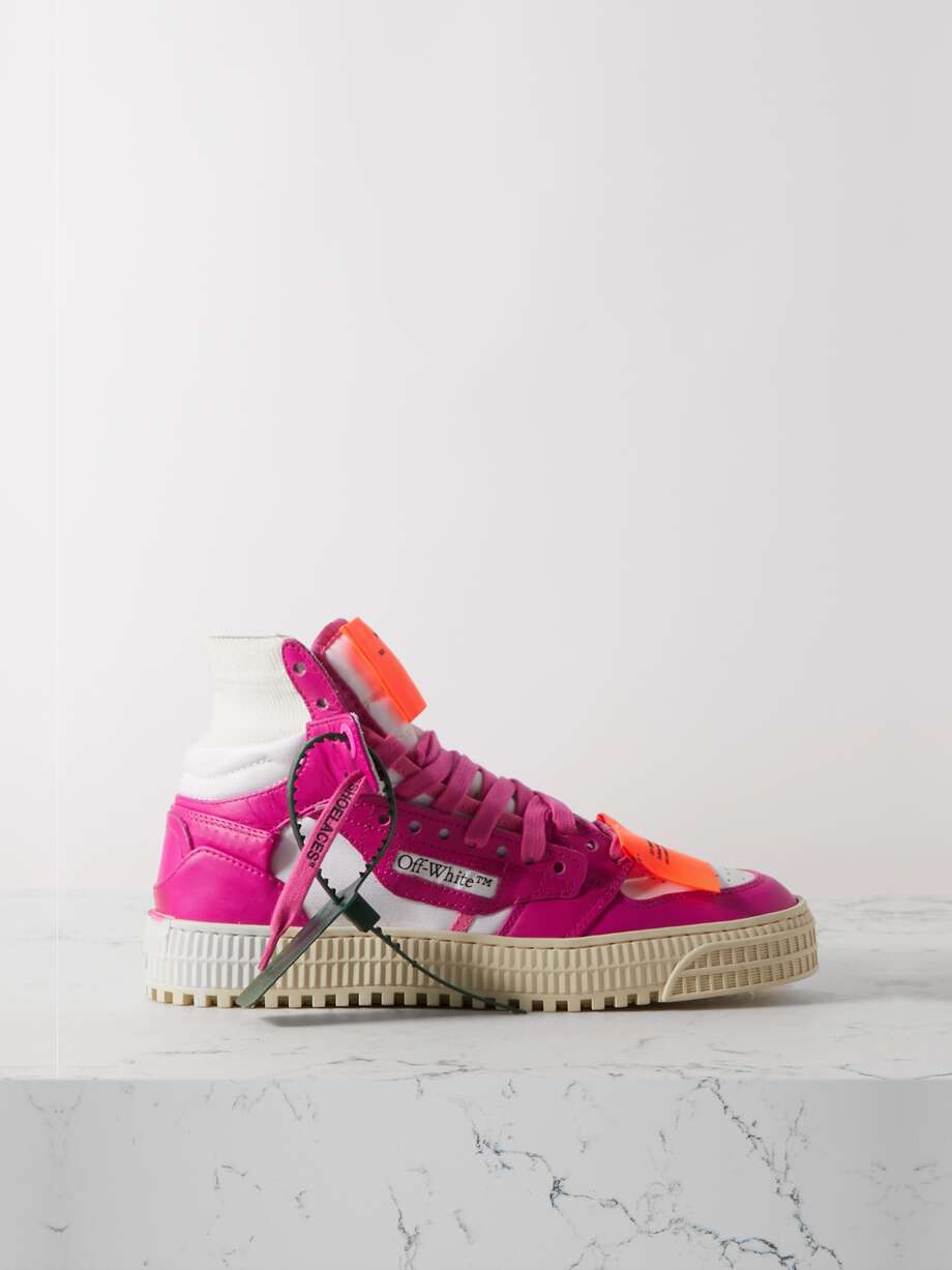 net-a-porter.com | Off-Court 3.0 leather and stretch-knit high-top sneakers