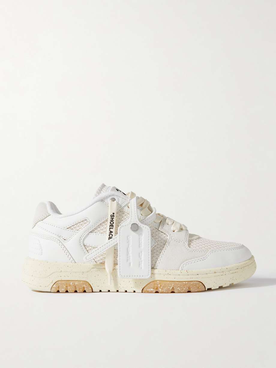 net-a-porter.com | Slim Out of Office leather, mesh and suede sneakers