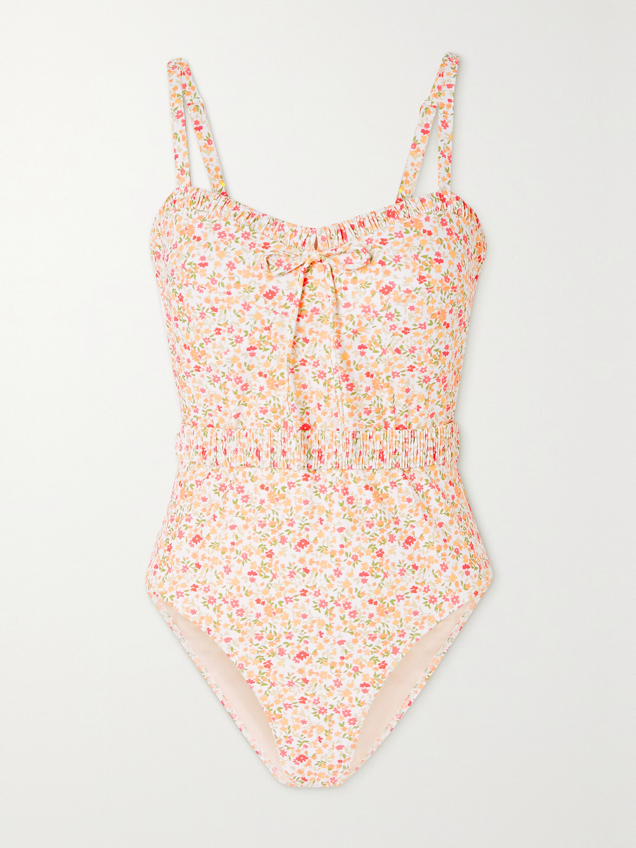 Peony - + Net Sustain Vacation Ruched Floral-print Stretch-econyl Swimsuit - Pink