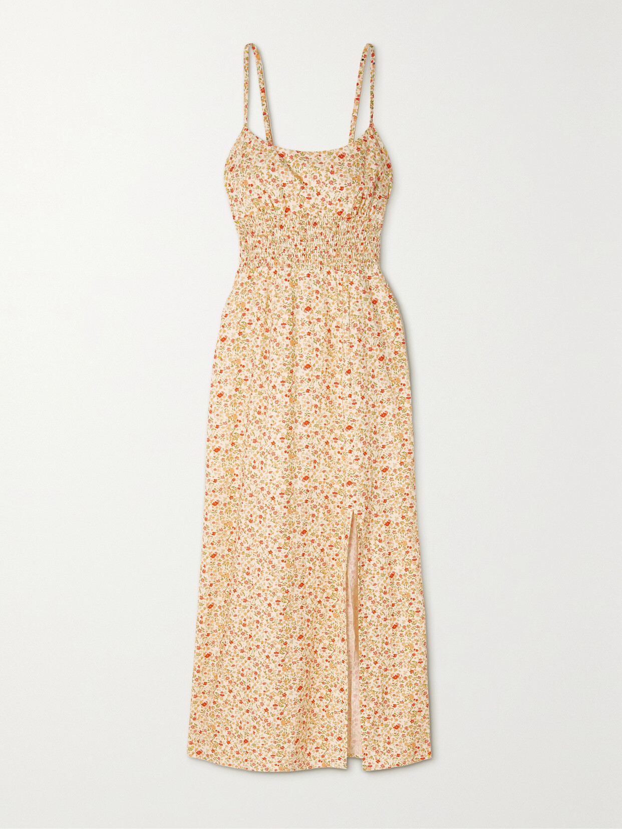 Peony - + Net Sustain Memories Floral-print Organic Cotton-blend Midi Dress - Yellow