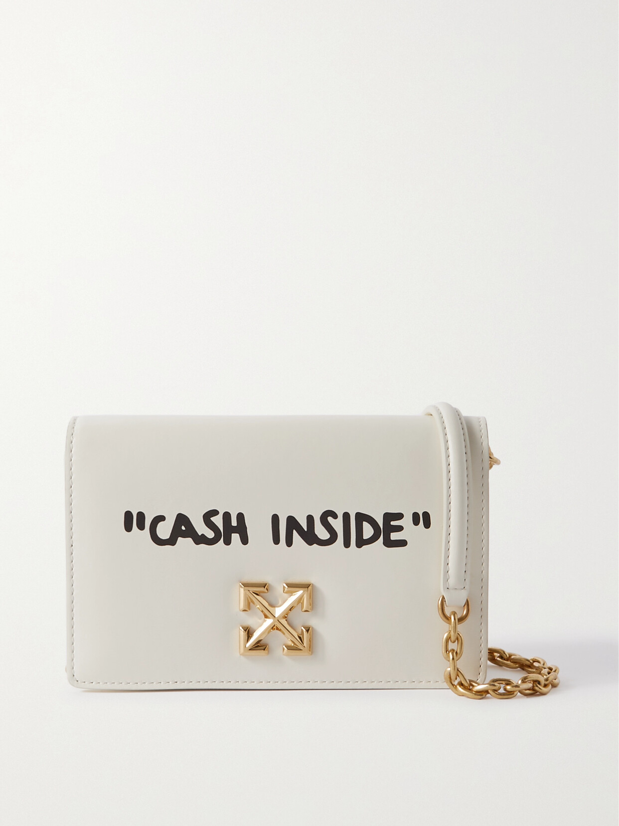 Off-white Jitney 0.5 Printed Leather Shoulder Bag In White