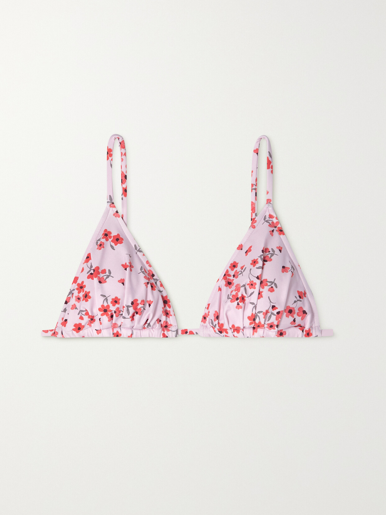 Peony - + Net Sustain Ruched Floral-print Stretch-econyl Triangle Bikini Top - Pink