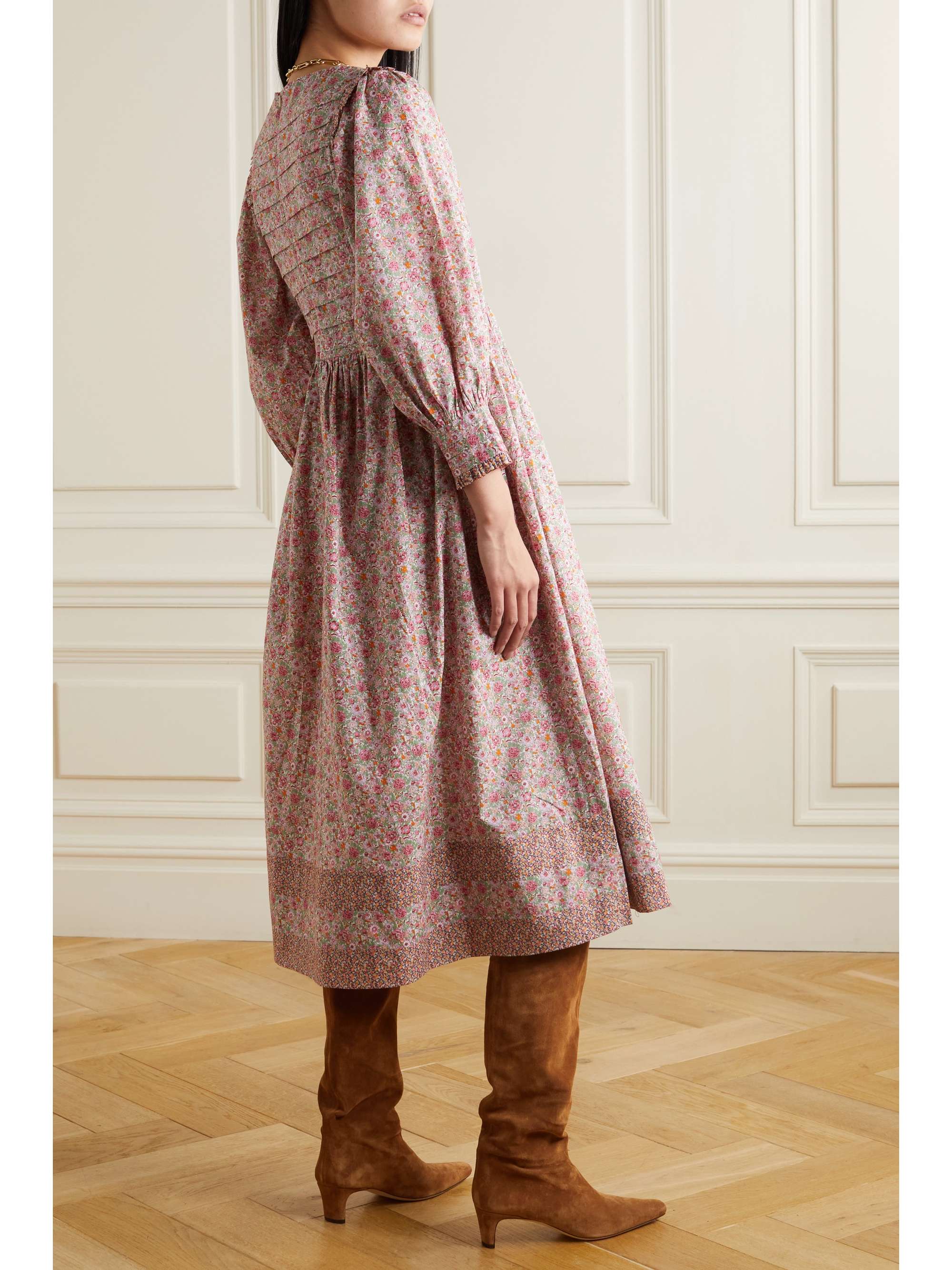 O PIONEERS Willa pintucked floral-print cotton dress