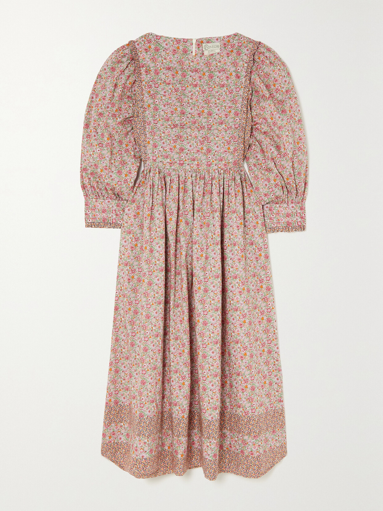 O PIONEERS Willa Pintucked Floral-print Cotton Dress