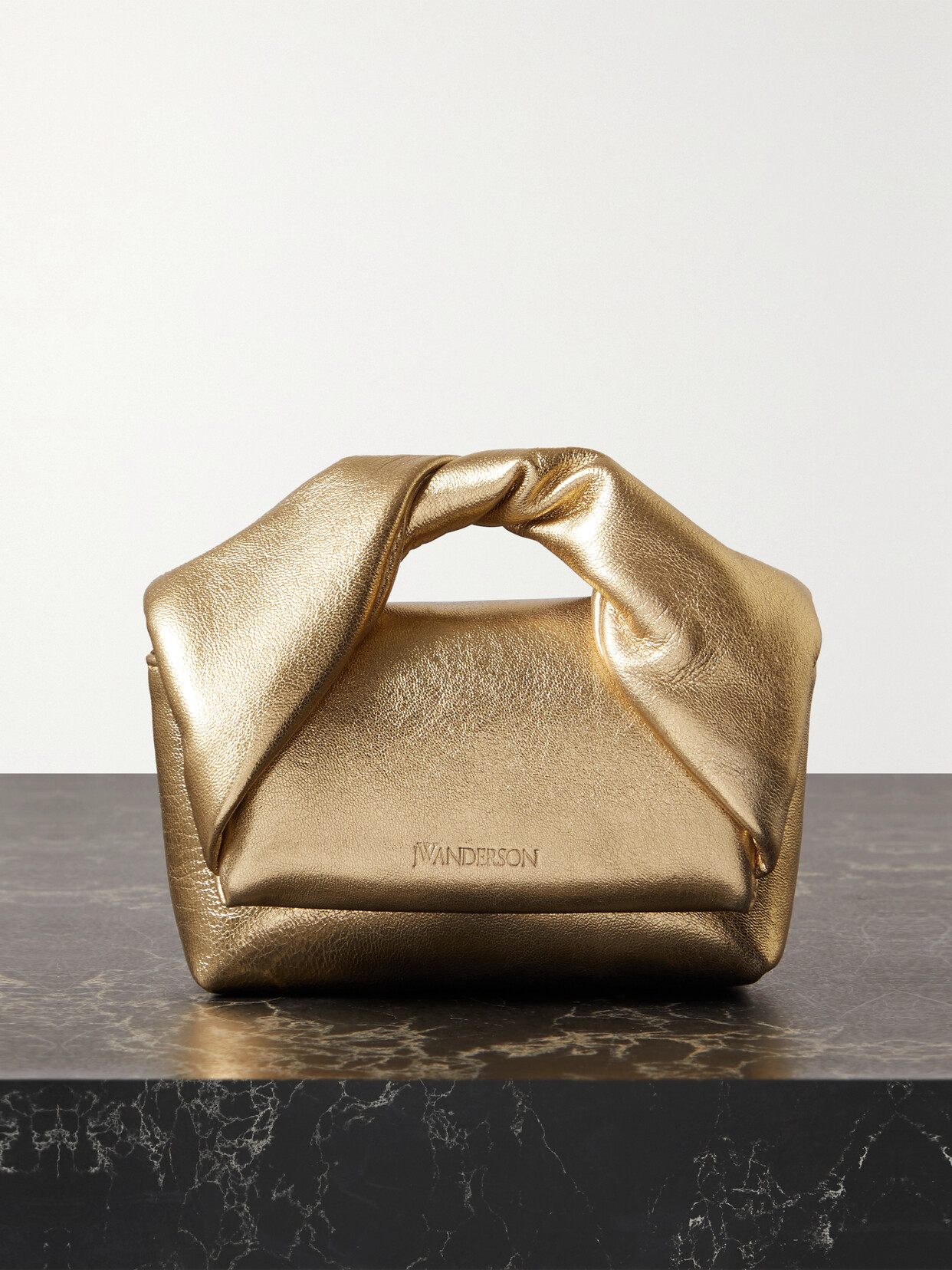 JW Anderson - Nano Twister Metallic Leather Shoulder Bag - Gold