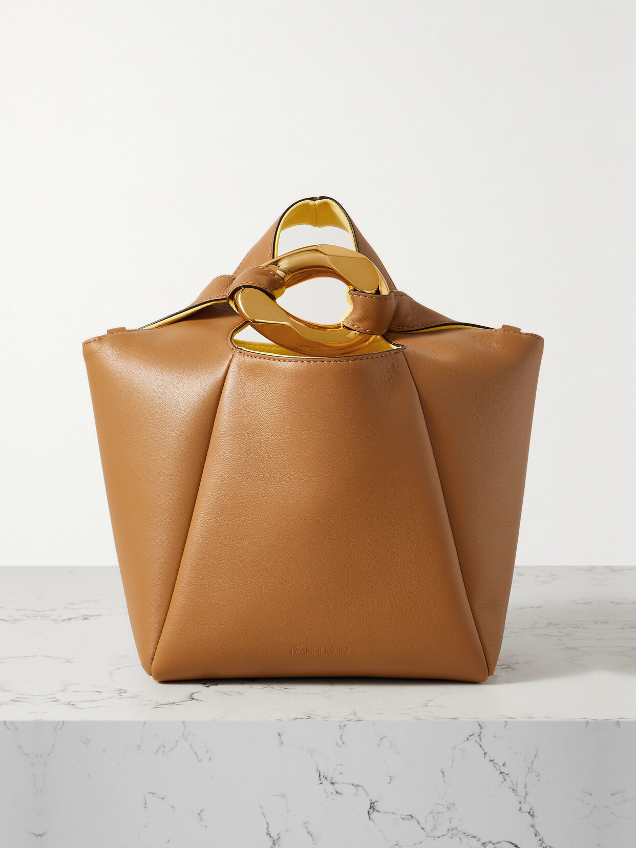 JW Anderson - Chain Link Embellished Leather Tote - Brown