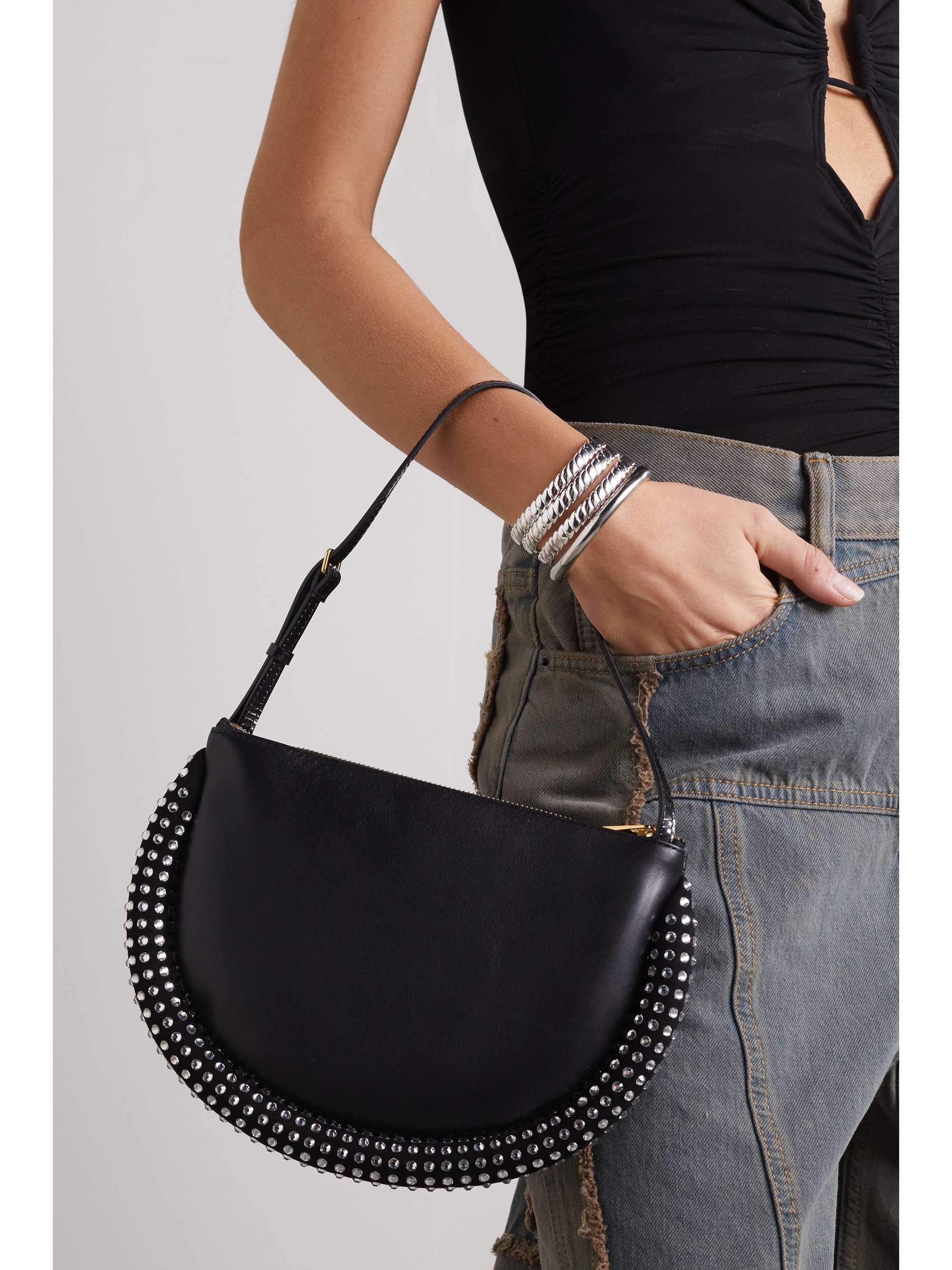 JW ANDERSON Bumper-Moon crystal-embellished leather shoulder bag