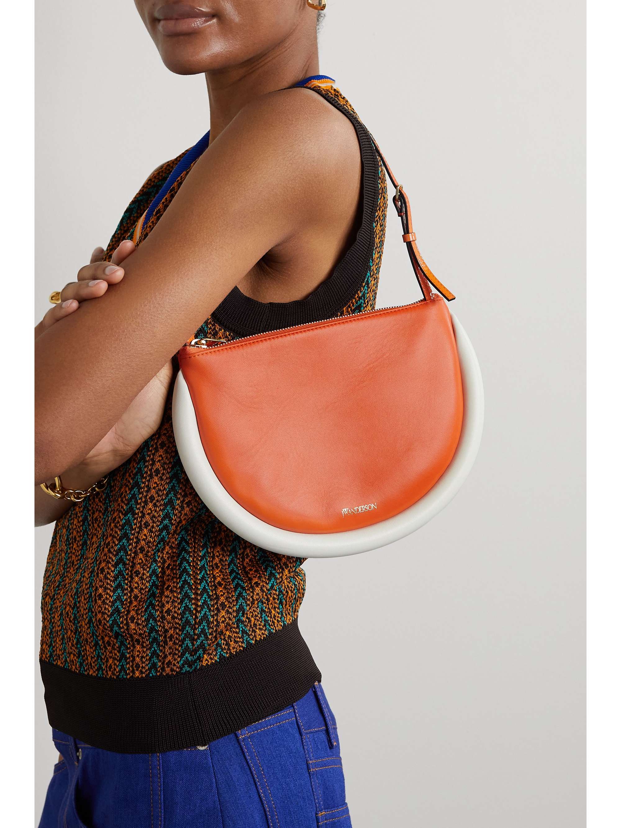 JW ANDERSON + Run Hany The Bumper Moon printed leather shoulder bag