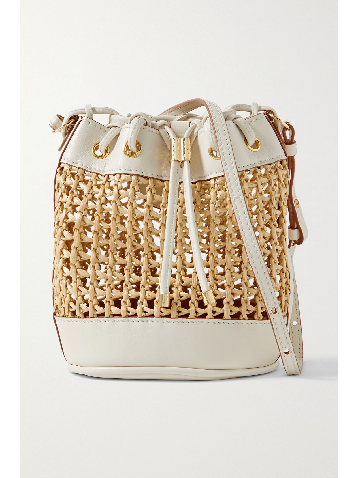 【ULLA JOHNSON】Willow leather-trimmed bucket bag バック Ulla Johnson Willow Leather-trimmed Raffia Bucket Bag In