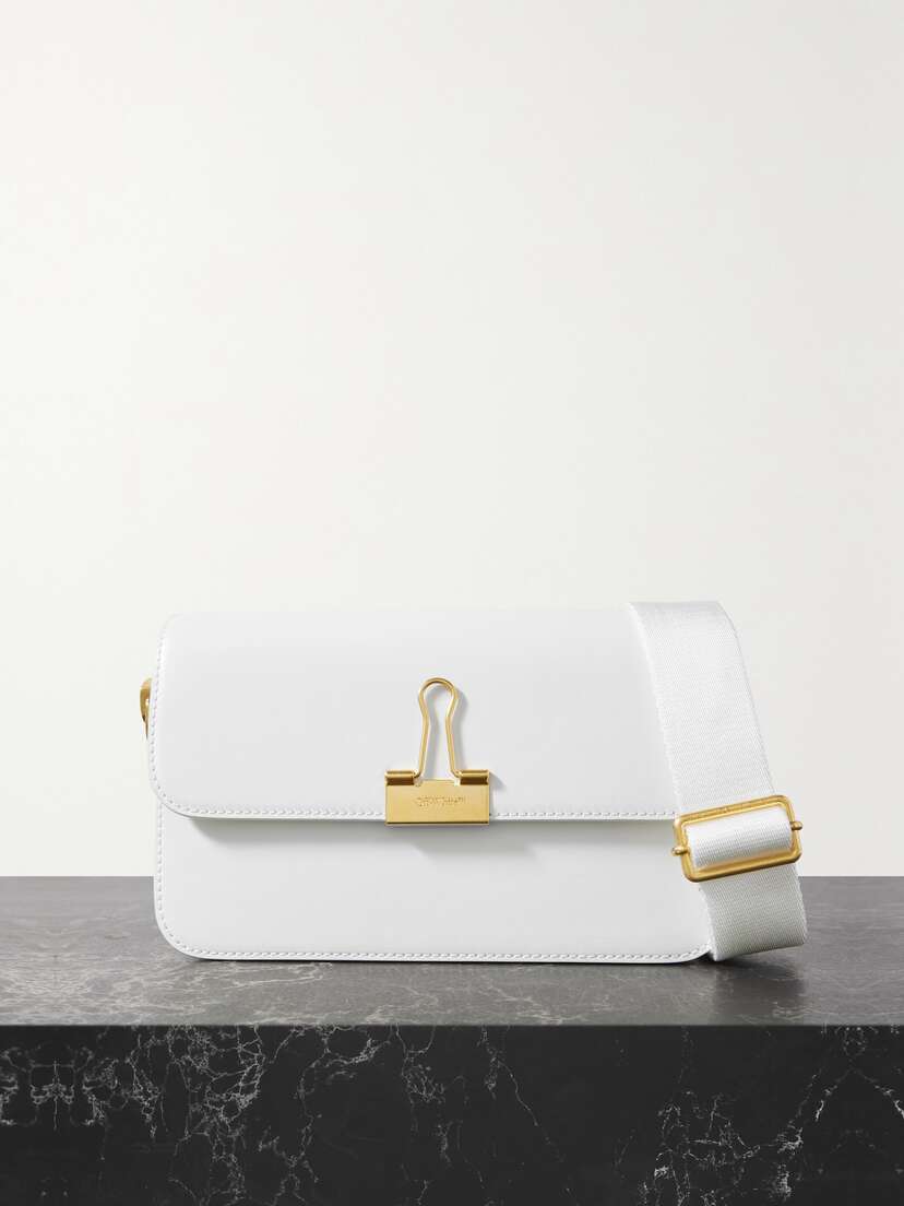 Off-White Plain Binder Medium Embellished Leather Shoulder Bag