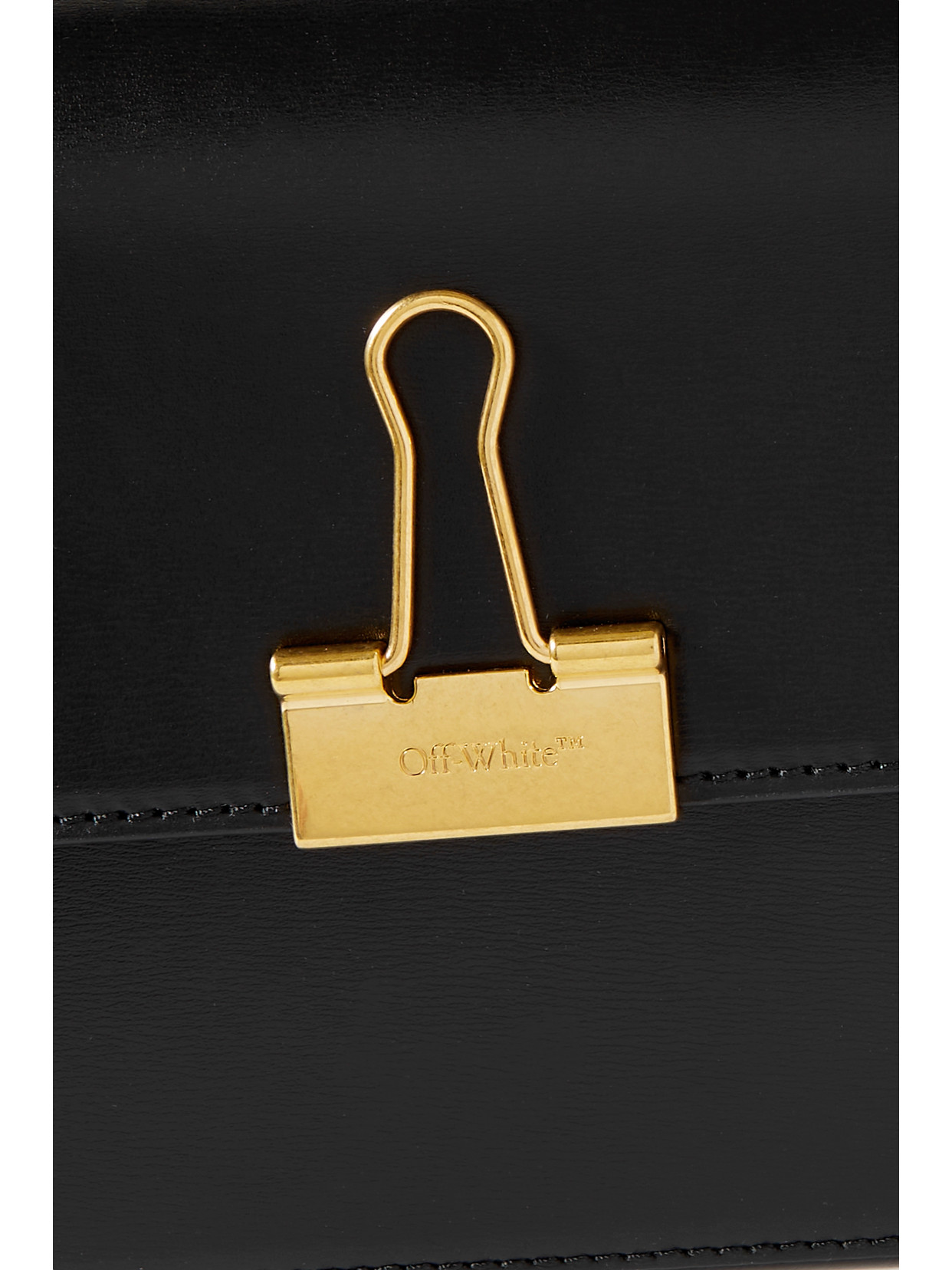 OFF-WHITE PLAIN BINDER MEDIUM EMBELLISHED LEATHER SHOULDER BAG