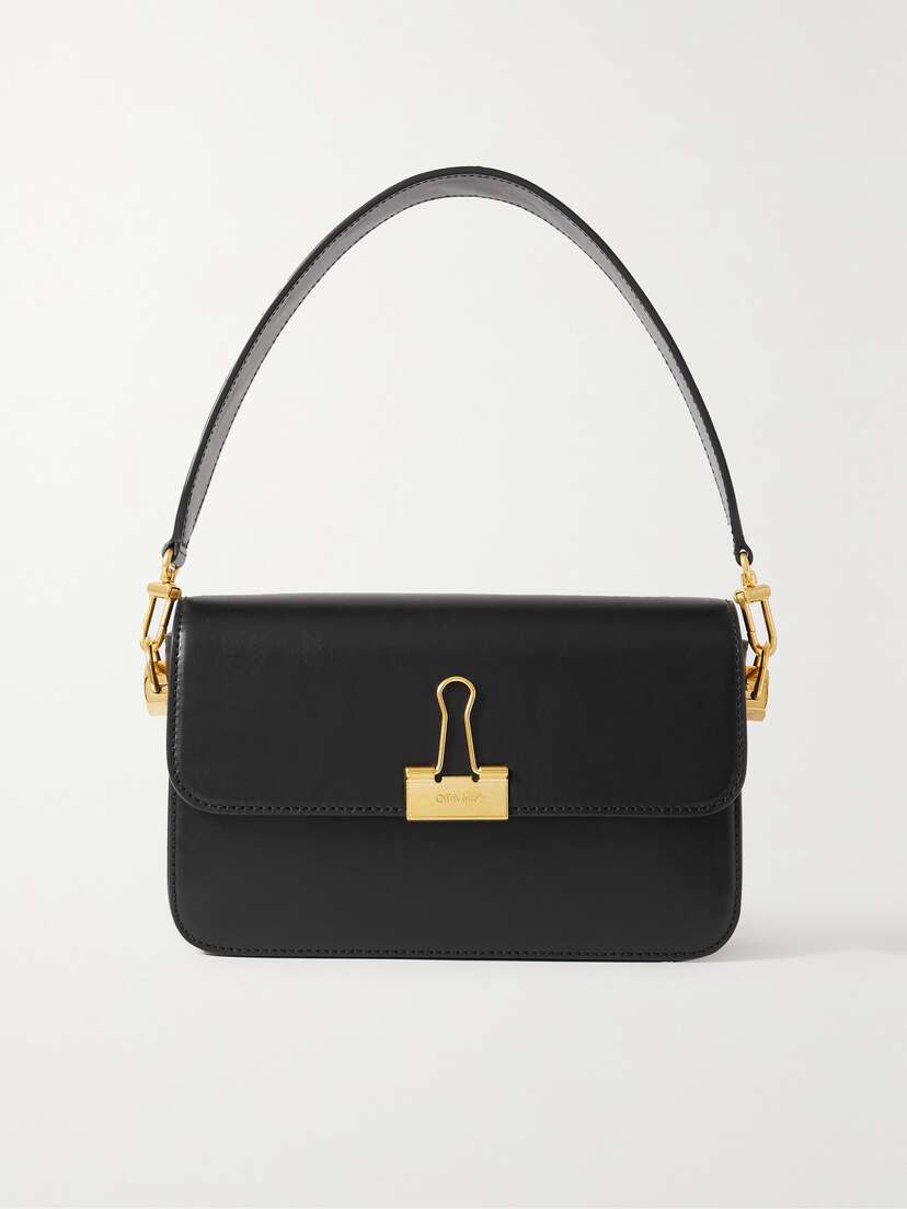 Off-White Plain Binder Medium Embellished Leather Shoulder Bag