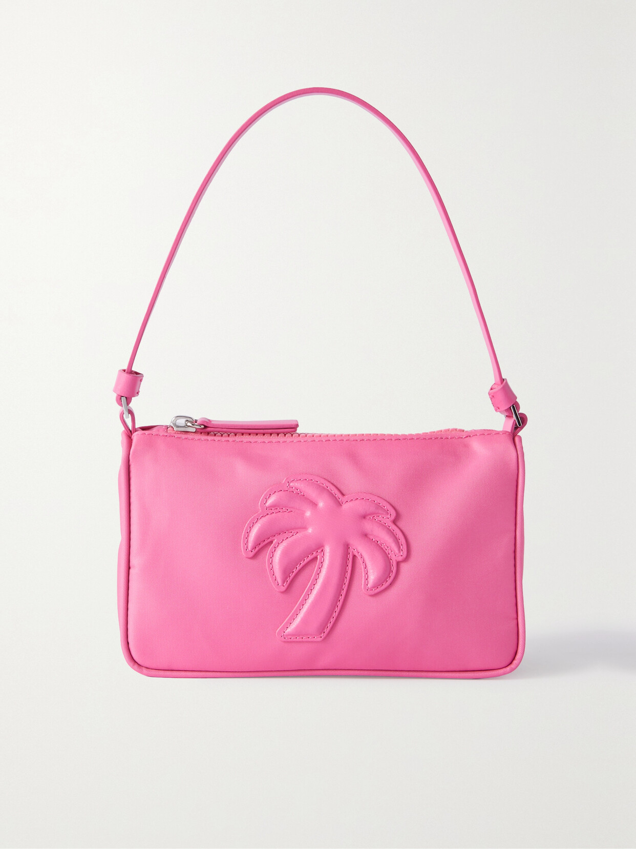 Palm Angels Appliquéd Leather-trimmed Shell Shoulder Bag In Pink