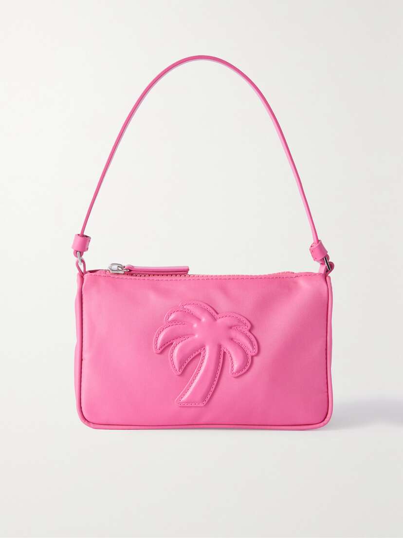 Palm Angels Appliquéd Leather-trimmed Shell Shoulder Bag