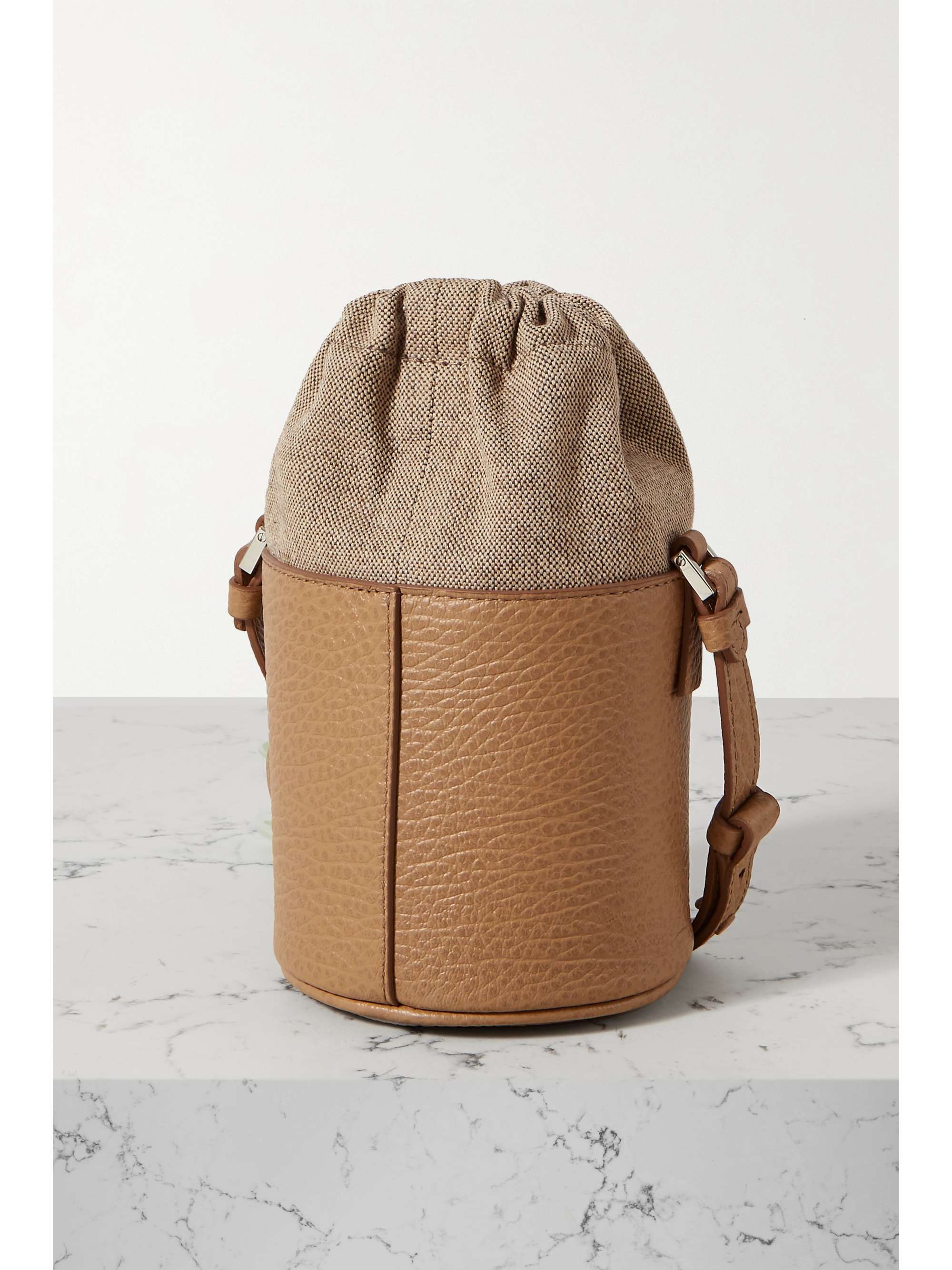 MAISON MARGIELA 5AC mini canvas-trimmed textured-leather bucket bag