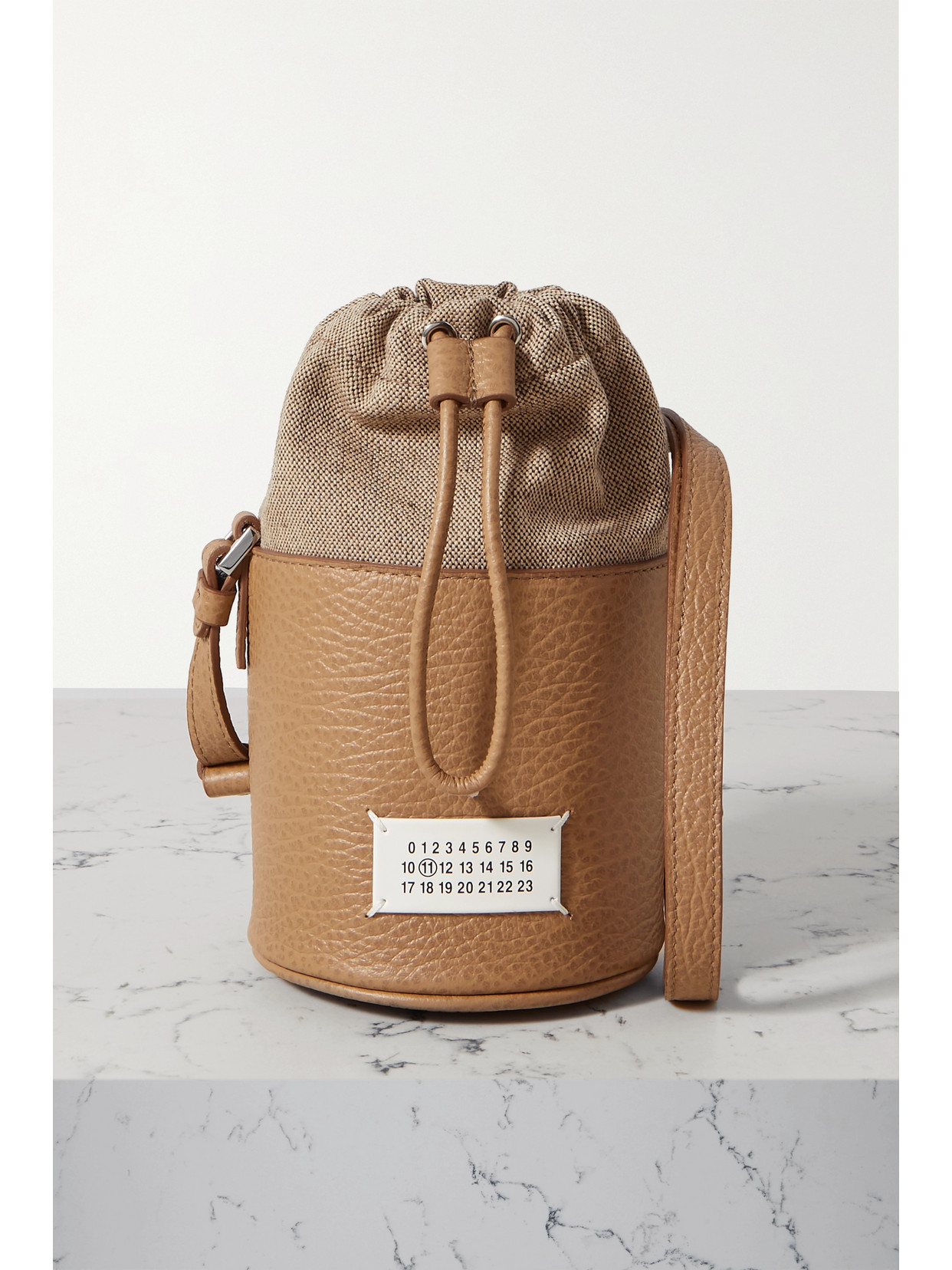 Maison Margiela - 5ac Mini Canvas-trimmed Textured-leather Bucket Bag - Neutrals