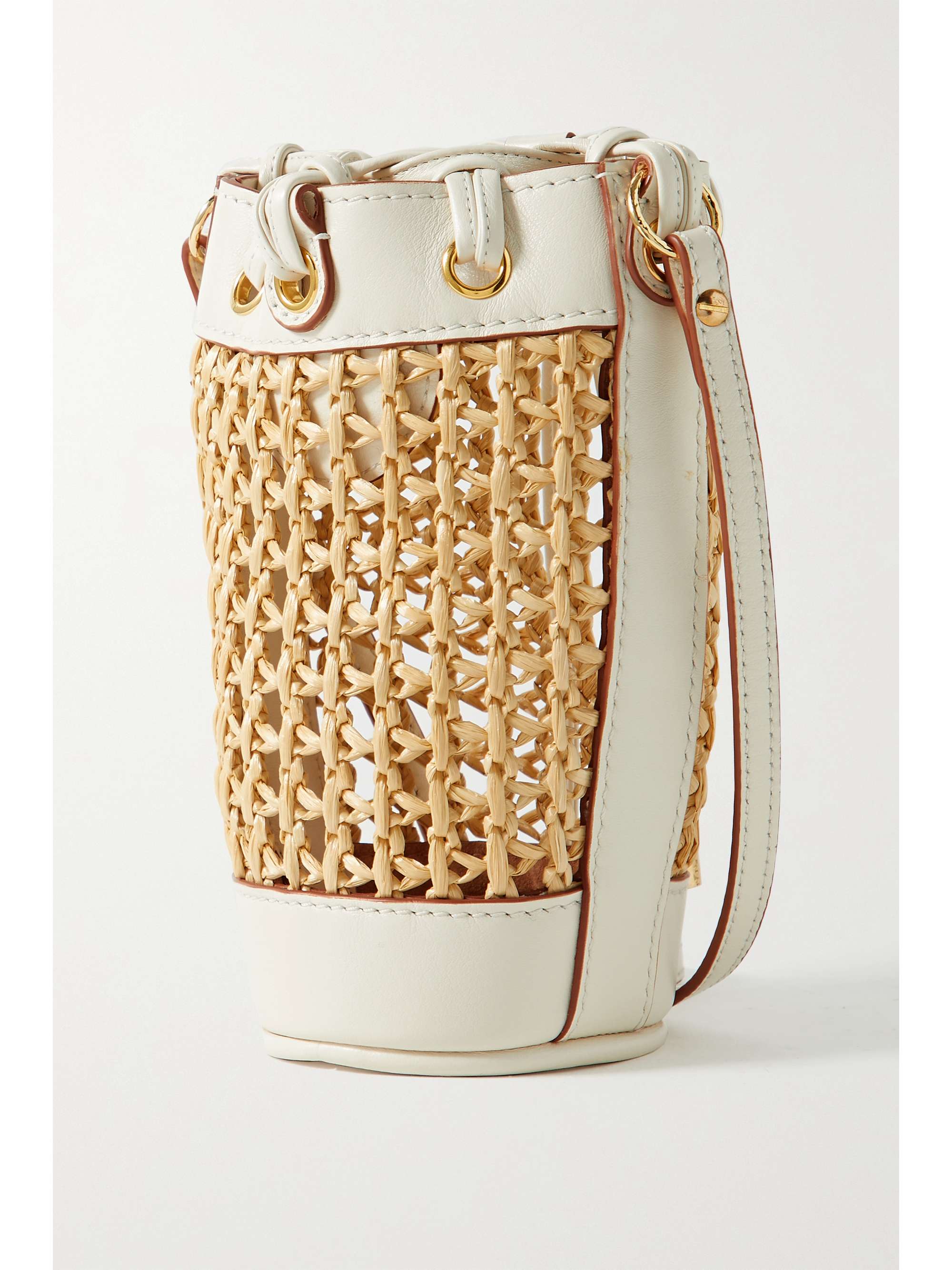 ULLA JOHNSON Willow leathertrimmed raffia bucket bag NETAPORTER