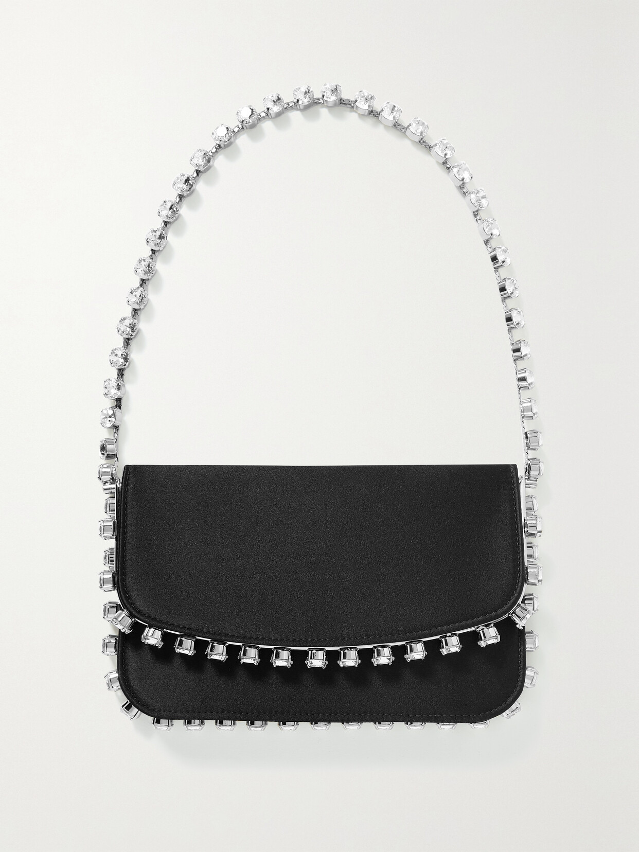 Aquazzura - Galactic Crystal-embellished Satin Shoulder Bag - Black