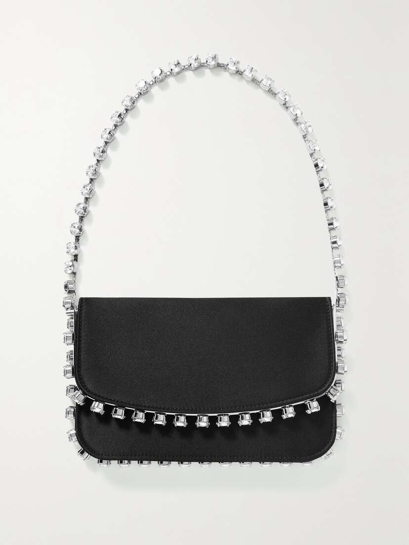 Aquazzura Galactic Crystal-embellished Satin Shoulder Bag