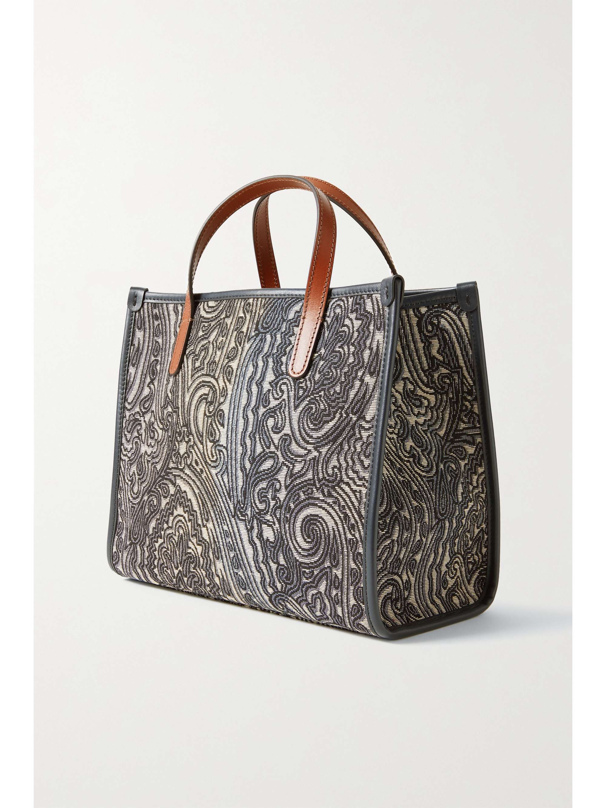 ETRO Globetrotter leather-trimmed cotton-blend jacquard tote
