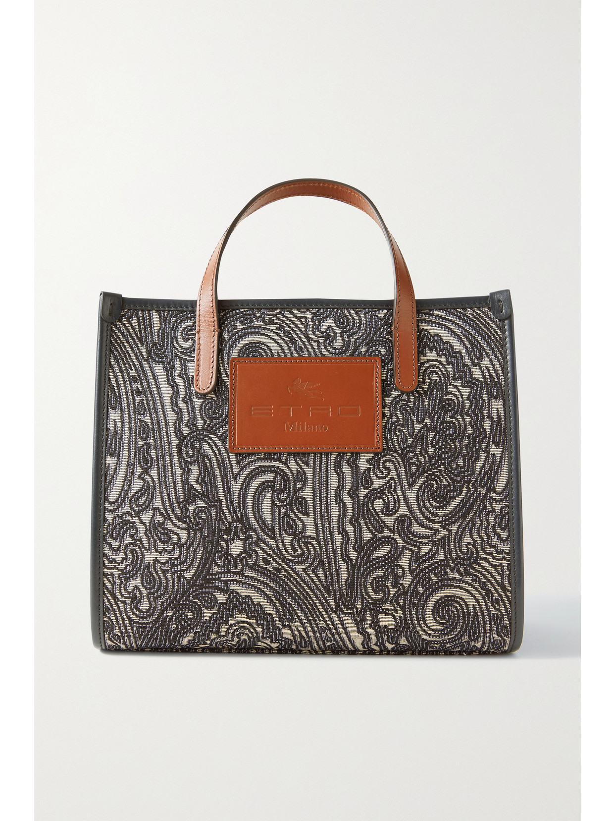 Etro - Globetrotter Leather-trimmed Cotton-blend Jacquard Tote - Blue