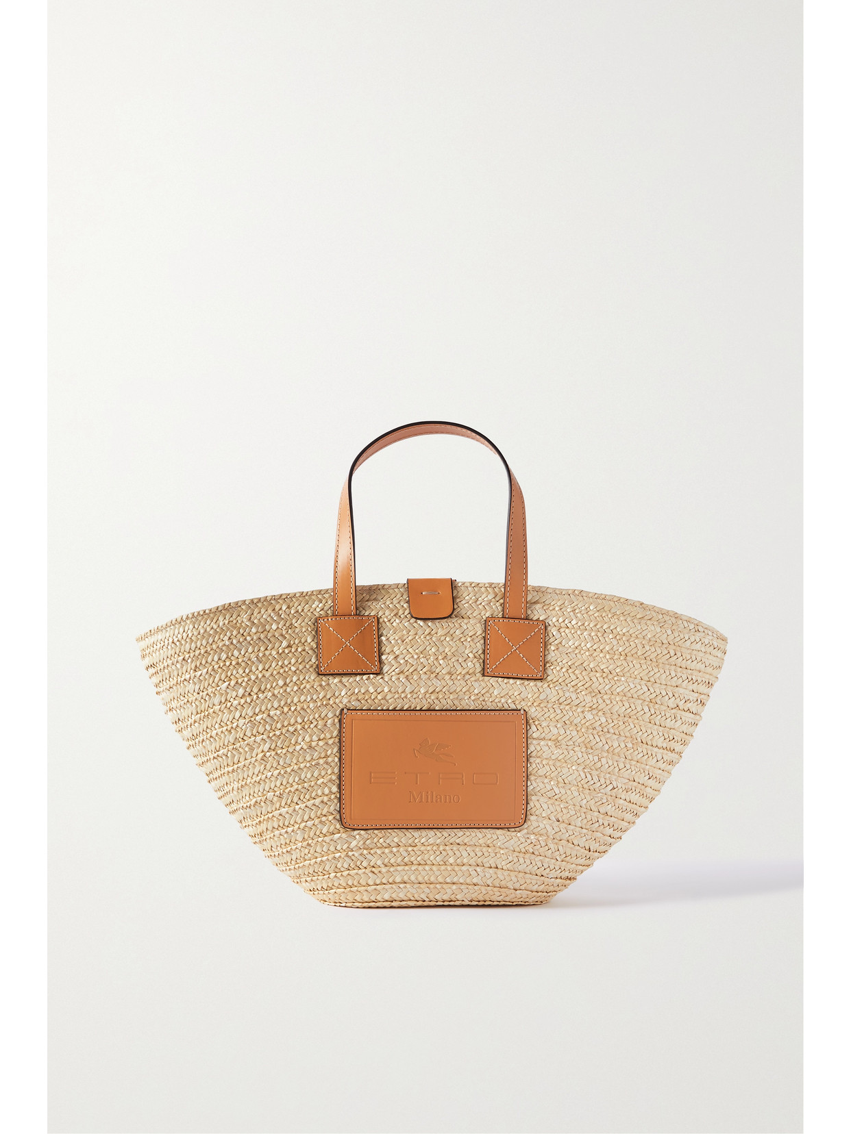 Etro - Medium Leather-trimmed Raffia Tote - Neutrals