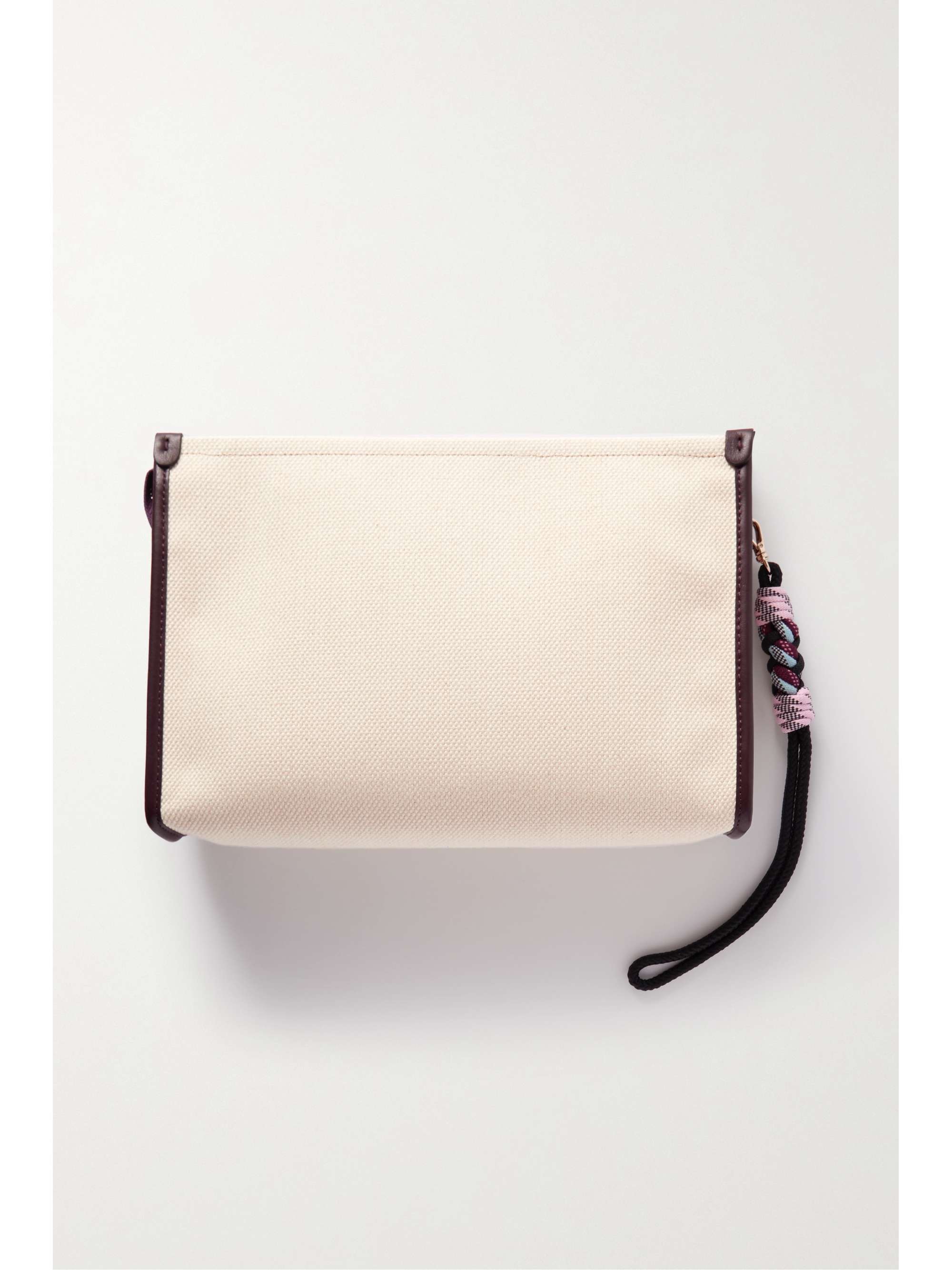 ETRO Necessaire Globetrotter leather-trimmed embroidered coated-canvas pouch