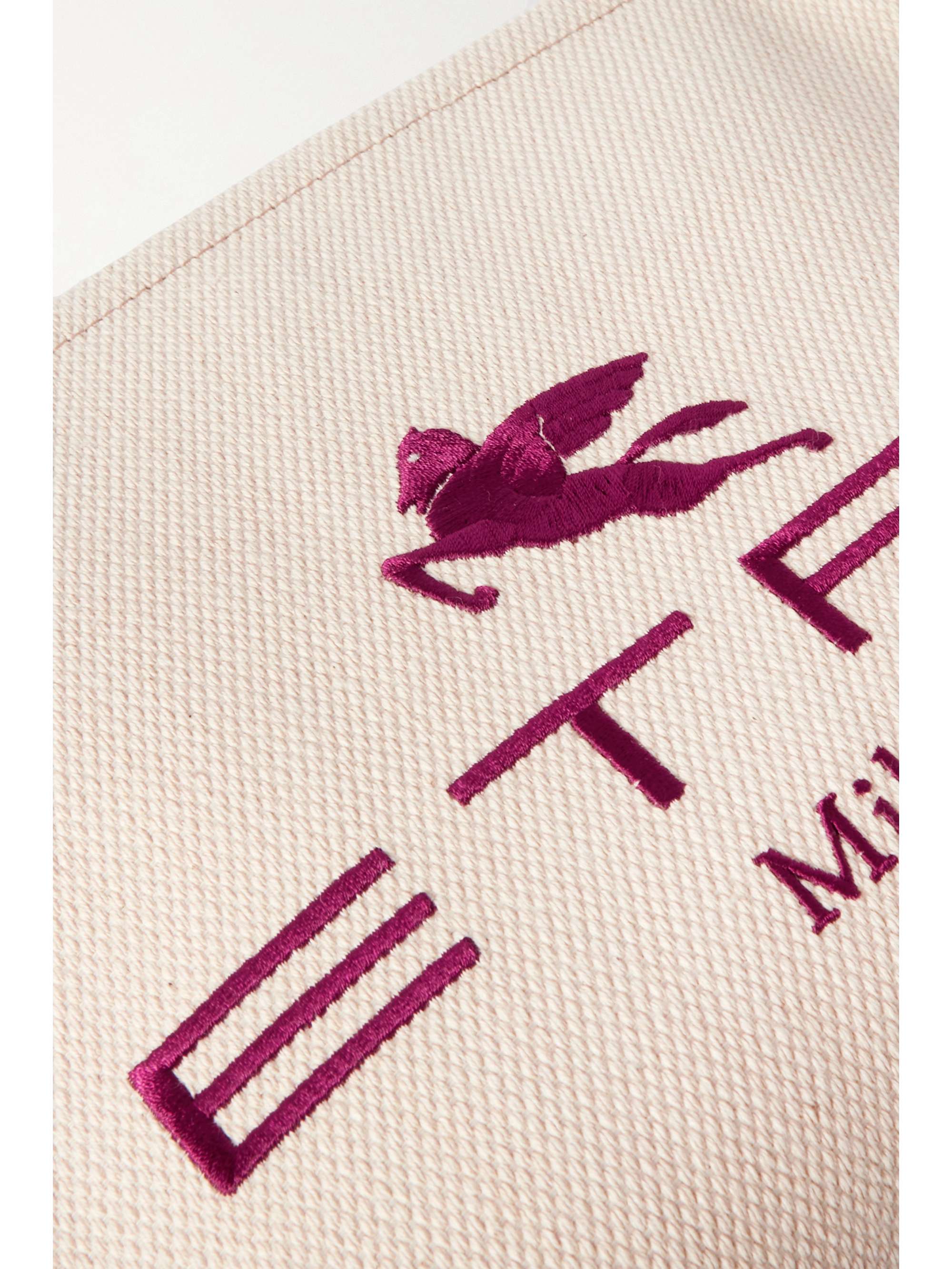ETRO Necessaire Globetrotter leather-trimmed embroidered coated-canvas pouch