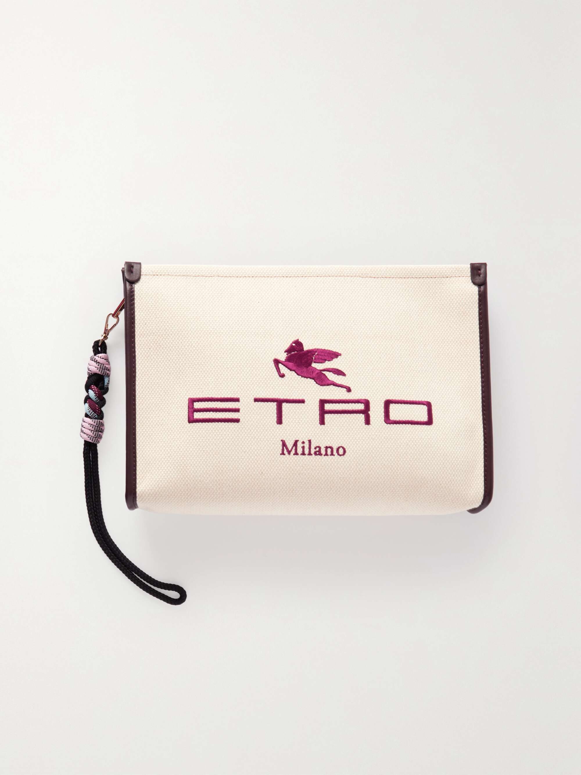 logo-detail zipped clutch bag, ETRO