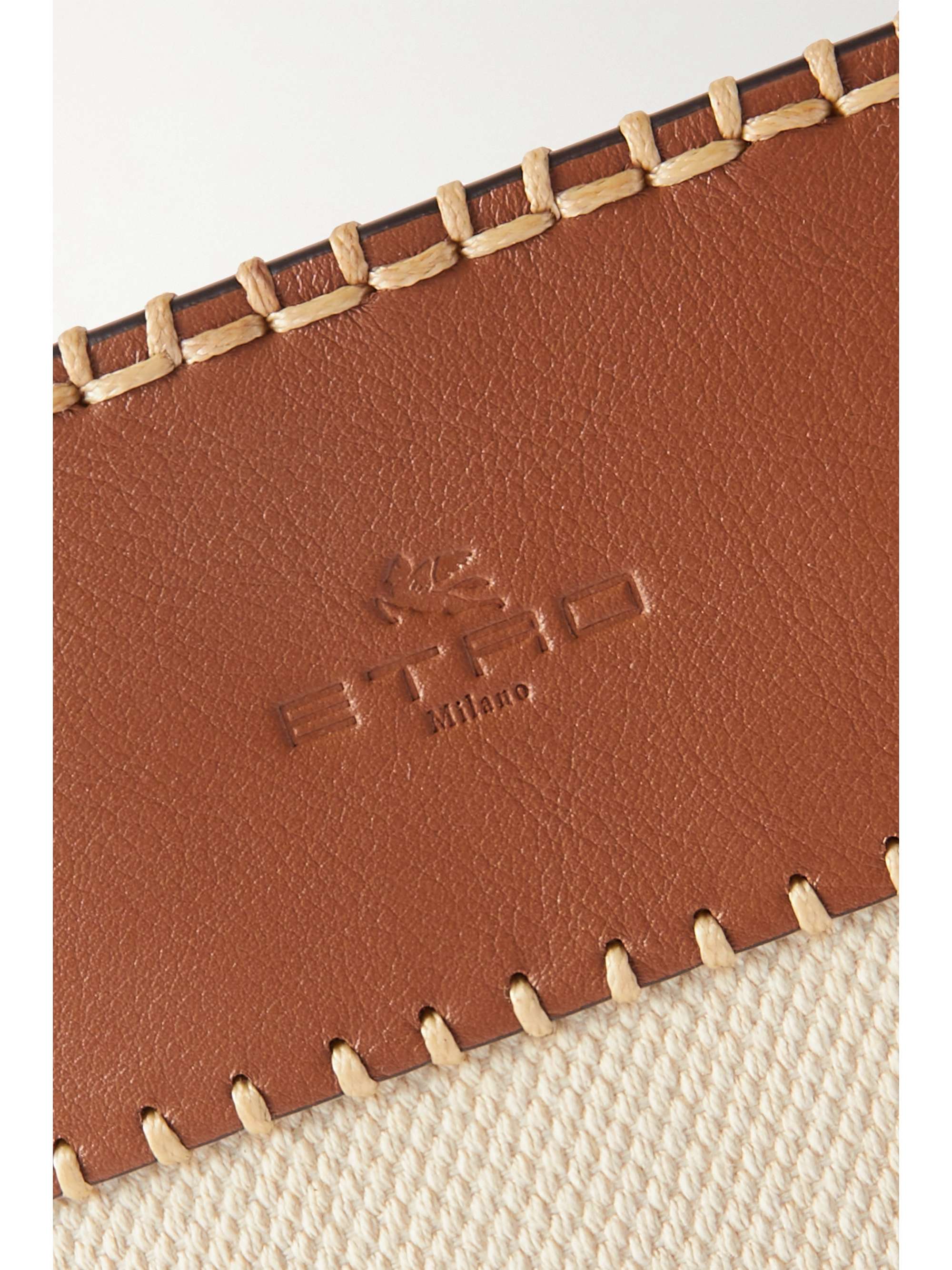 ETRO Crown Me embellished leather-trimmed canvas bucket bag