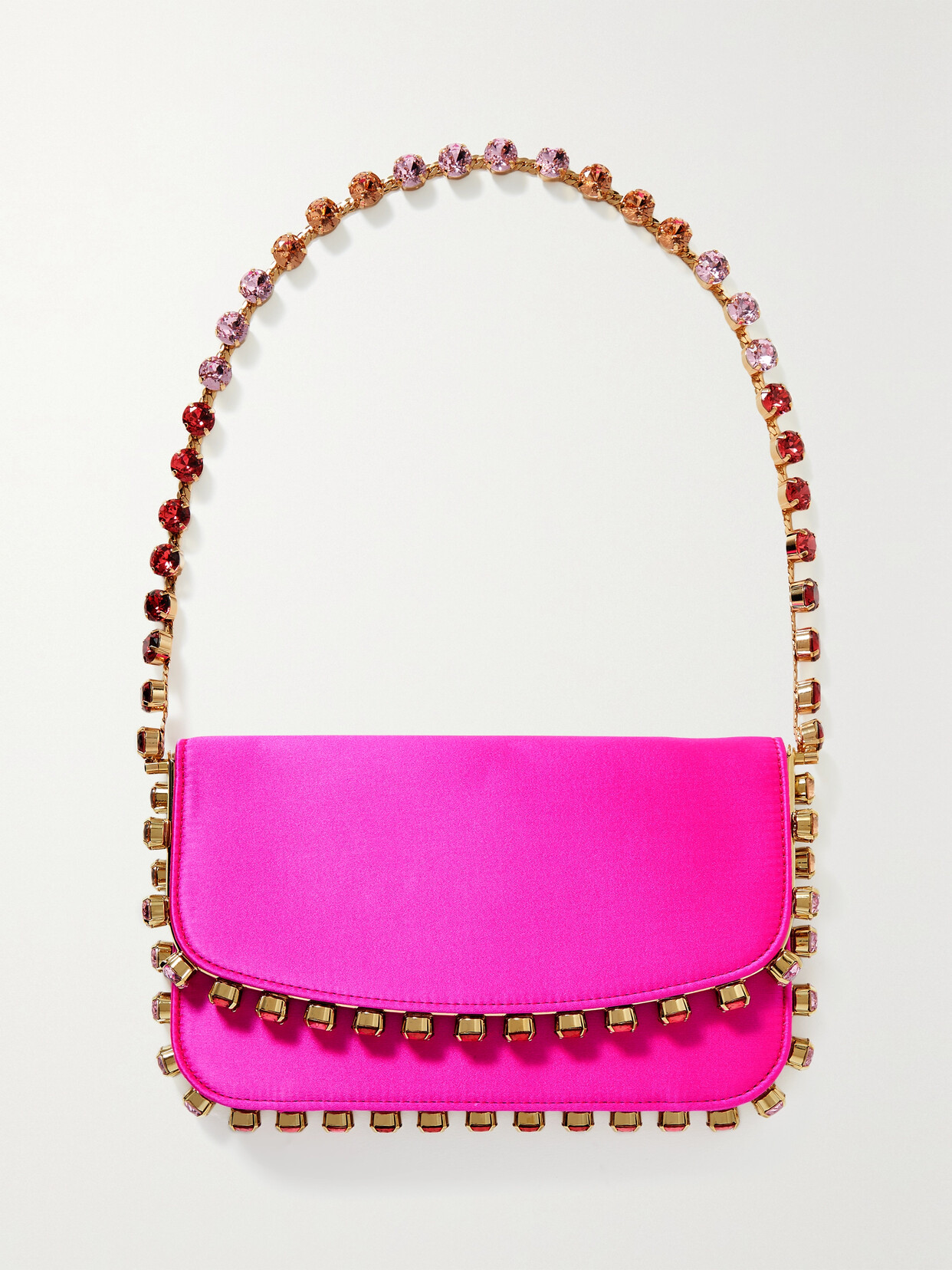 Aquazzura - Galactic Crystal-embellished Satin Shoulder Bag - Pink
