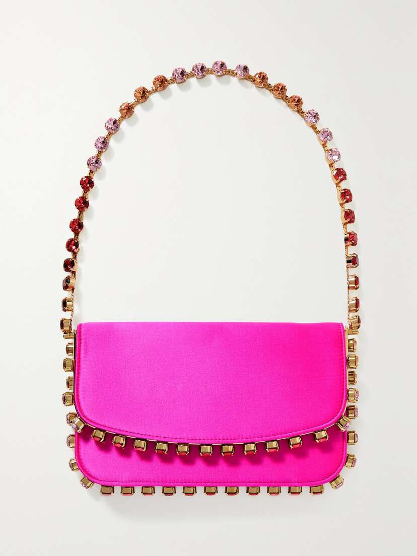 Aquazzura Galactic Crystal-embellished Satin Shoulder Bag